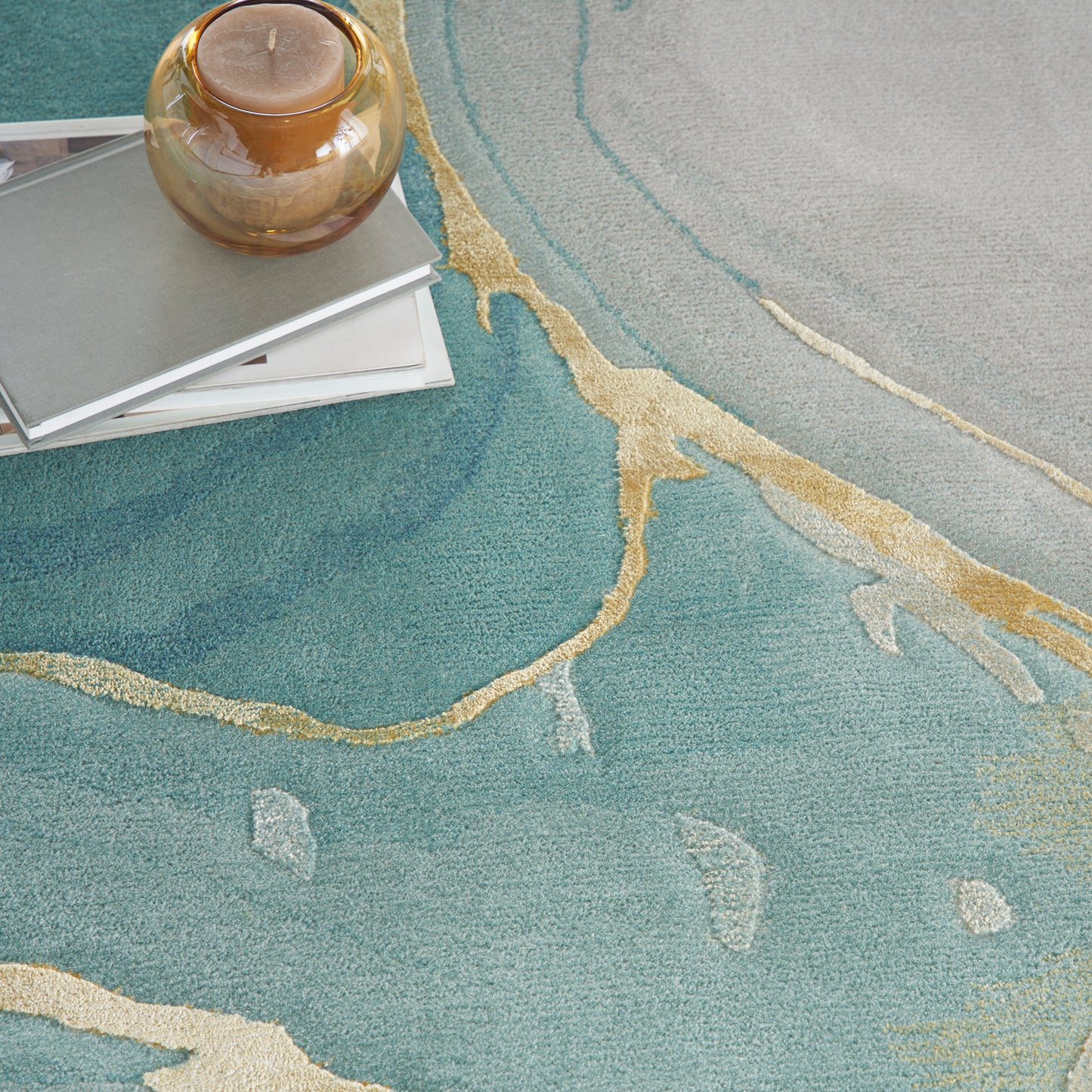 Nourison Home Prismatic  Grey Seafoam  Contemporary