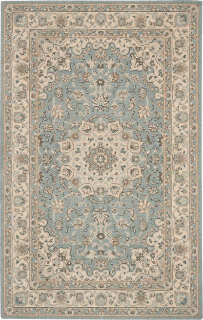 Nourison Home Living Treasures LI15 Aqua Ivory Traditional Loom-woven Rug