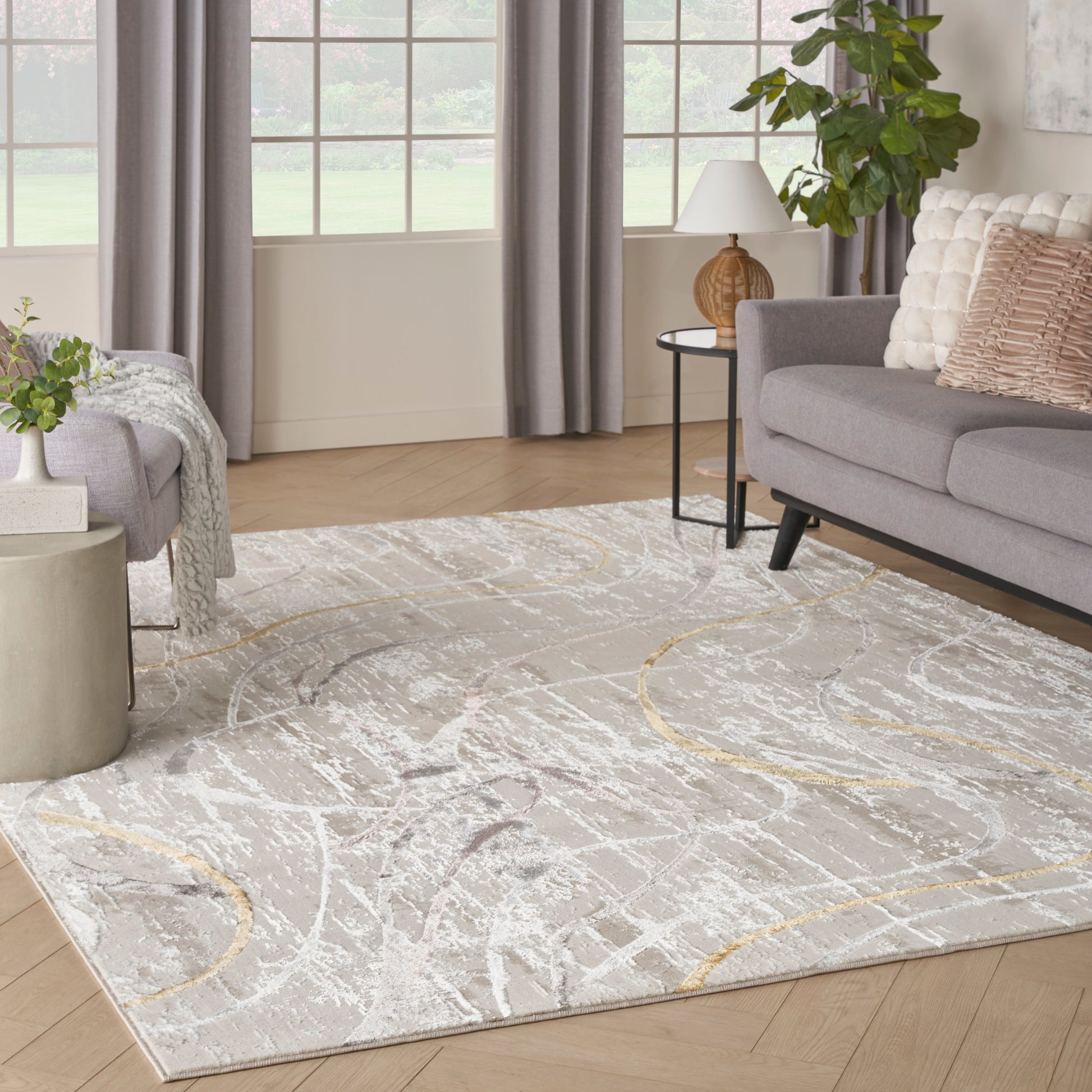 Nourison Home Glitz  Ivory Multicolor  Contemporary
