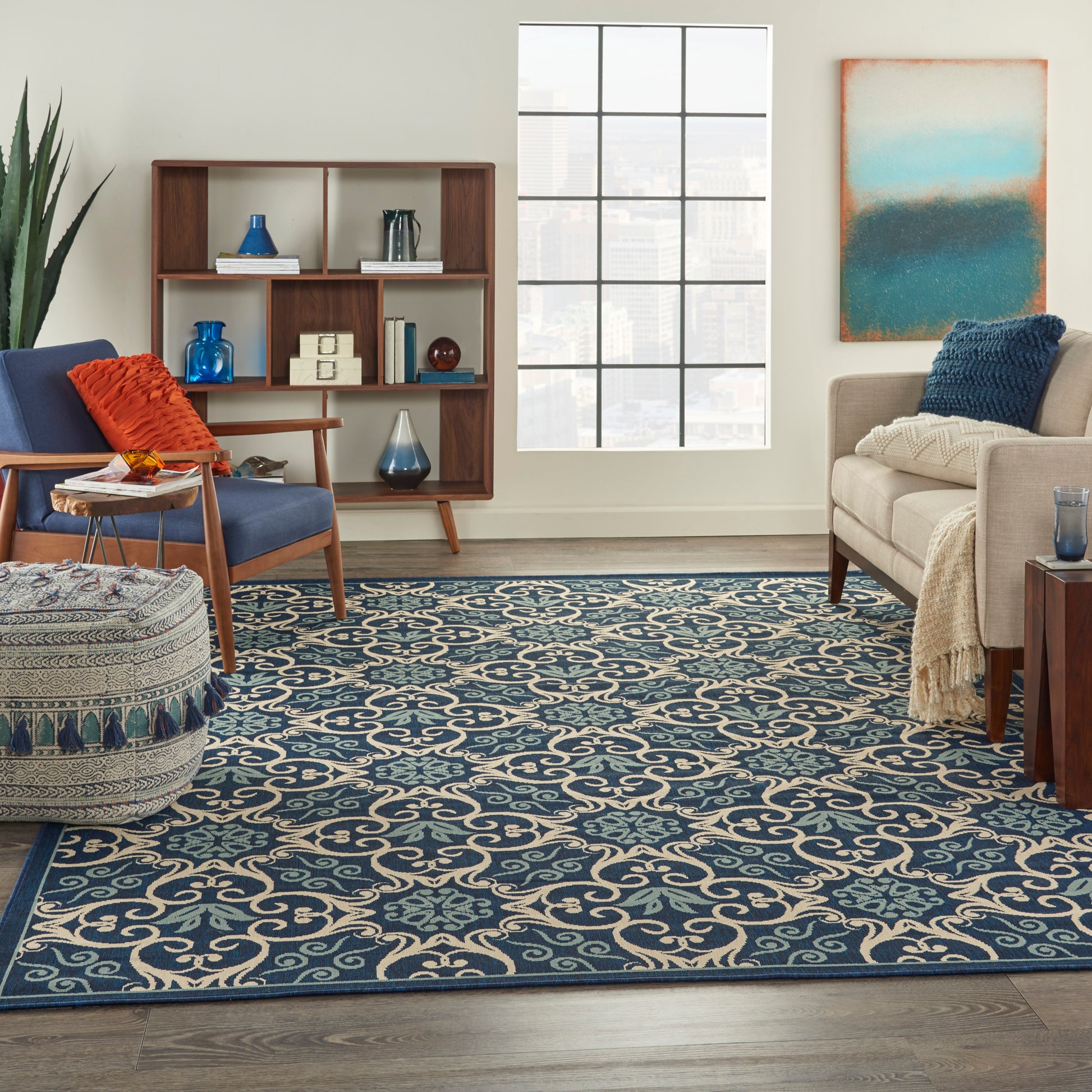 Nourison Home Caribbean  Navy  Transitional