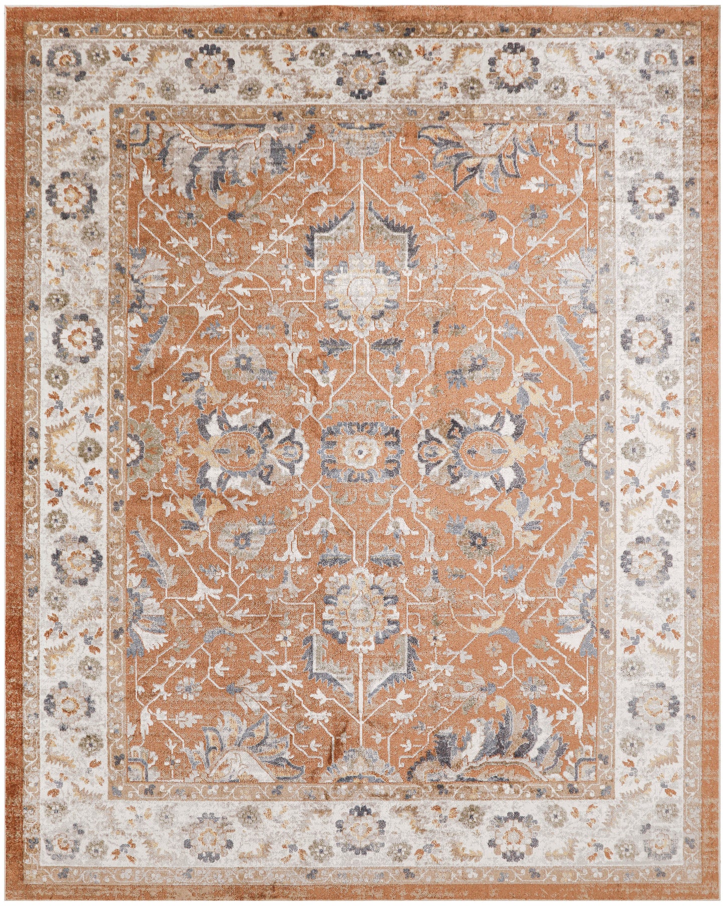 Nourison Home Astra Machine Washable ASW20 Rust Ivory Traditional Power-loomed Rug