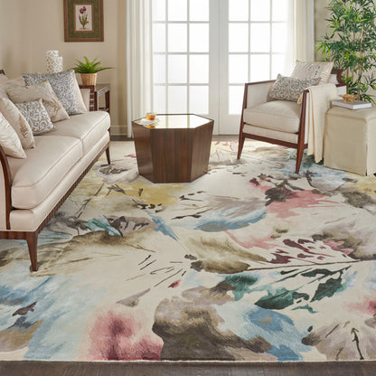 Nourison Home Prismatic  Beige Multicolor  Contemporary