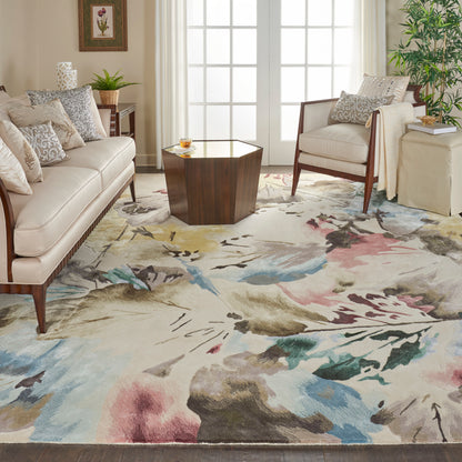 Nourison Home Prismatic  Beige Multicolor  Contemporary