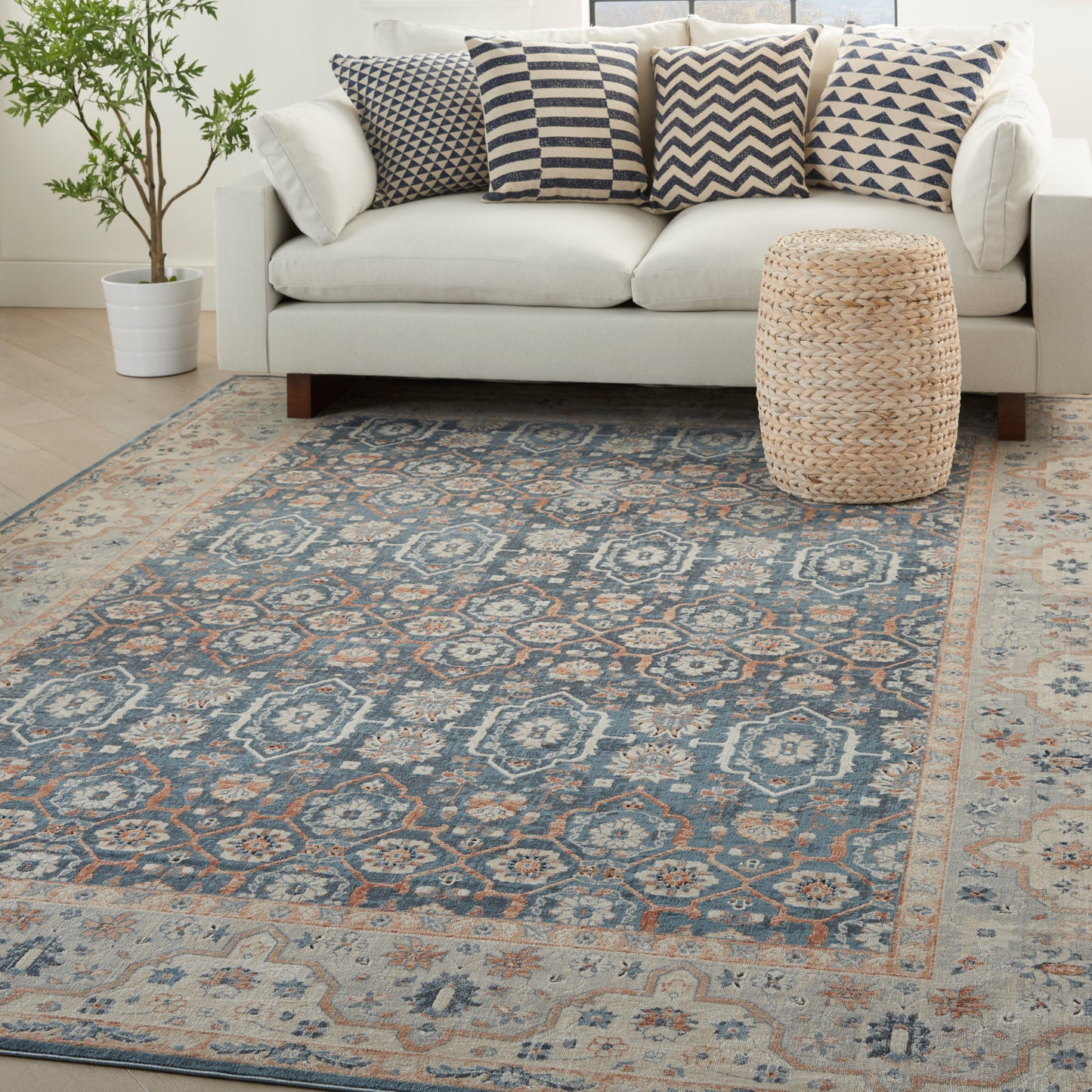 Nourison Home Malta  Blue Grey  Traditional