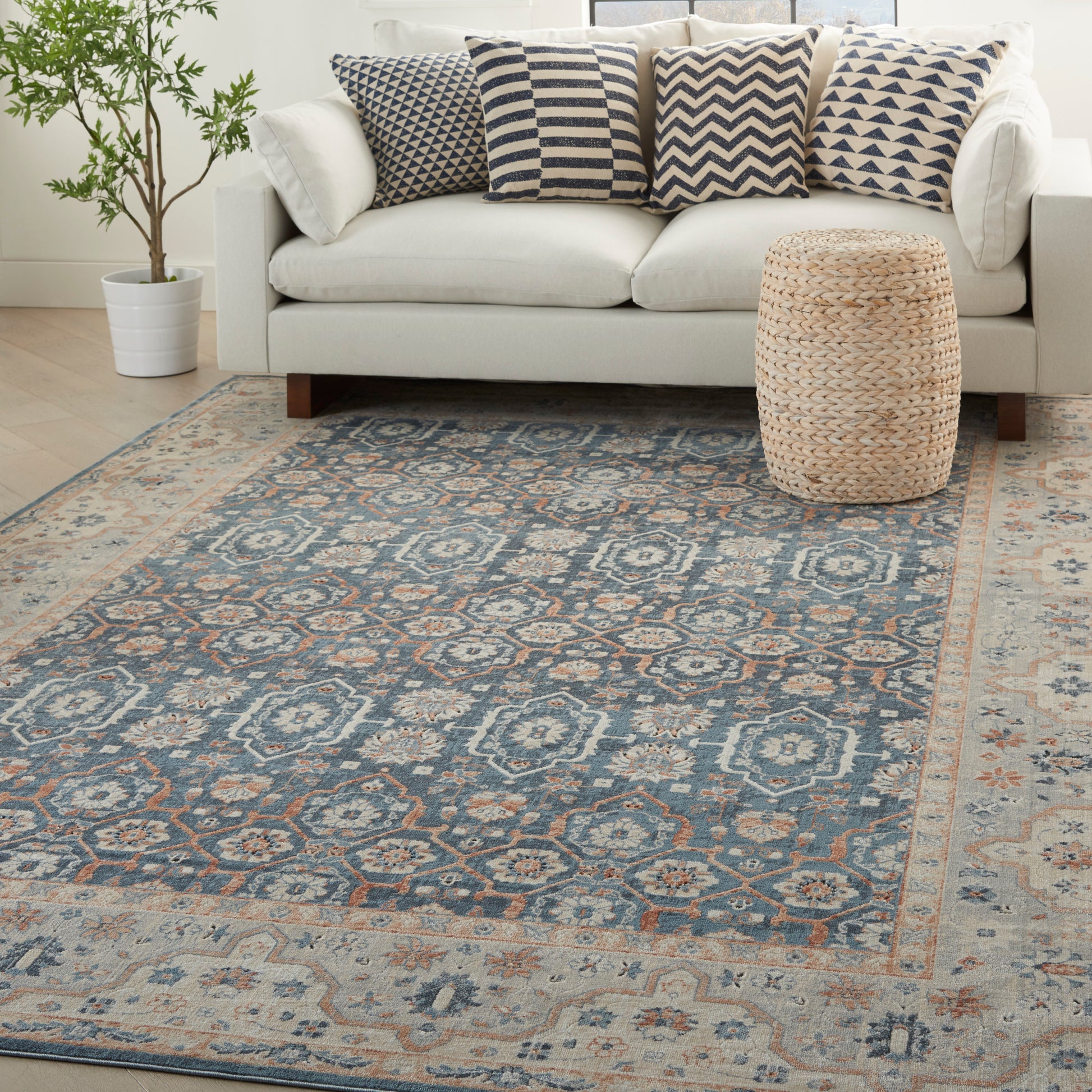 Nourison Home Malta  Blue Grey  Traditional