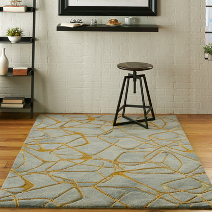 Nourison Home Symmetry  Grey Yellow  Contemporary