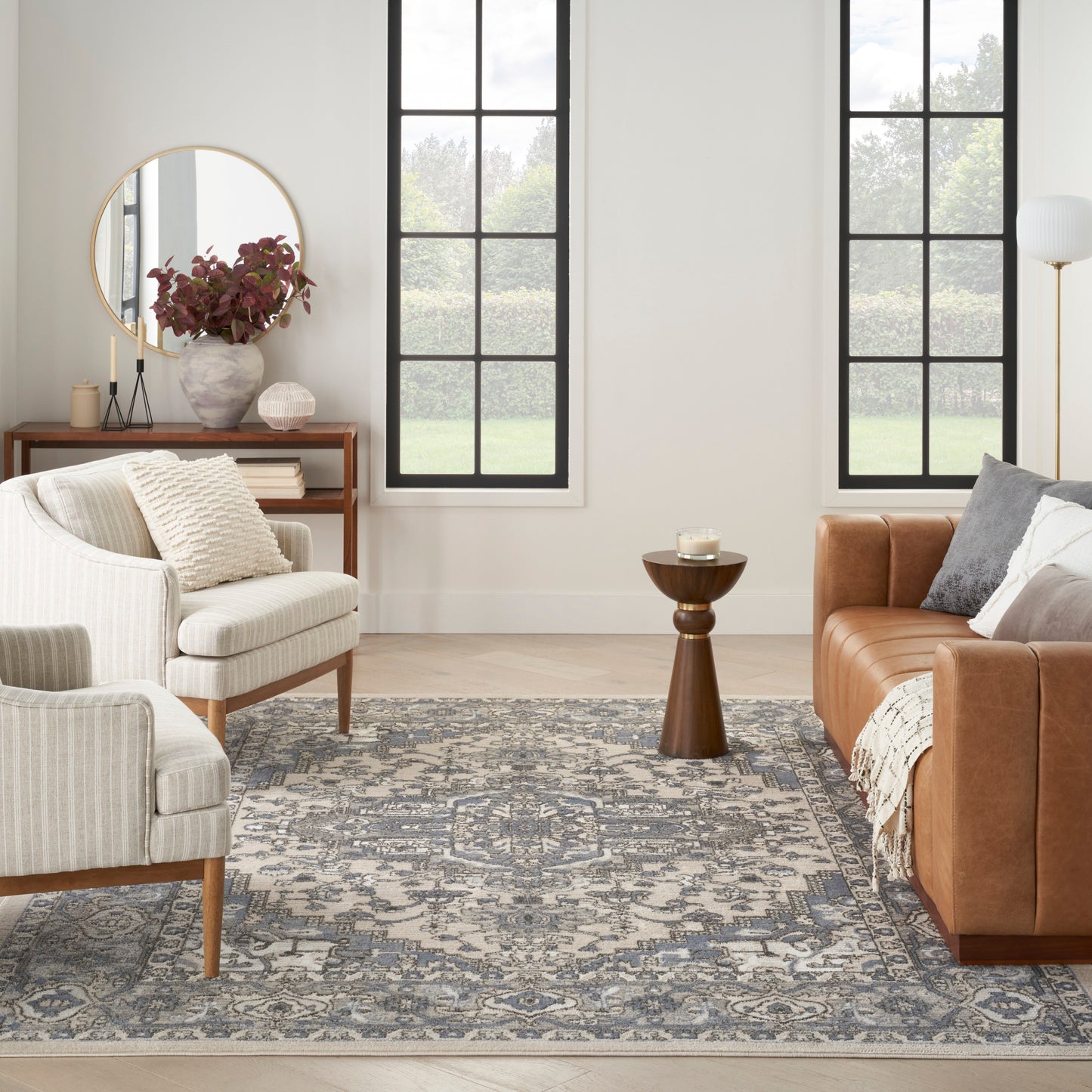 Nourison Home Quarry  Ivory Blue  Transitional