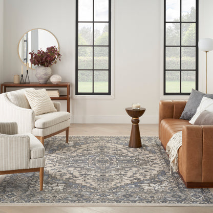Nourison Home Quarry  Ivory Blue  Transitional