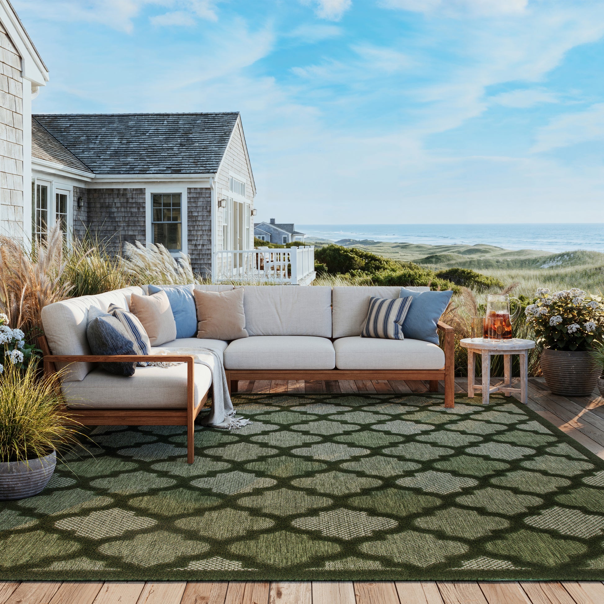 Nourison Home Easy Care  Green  Contemporary