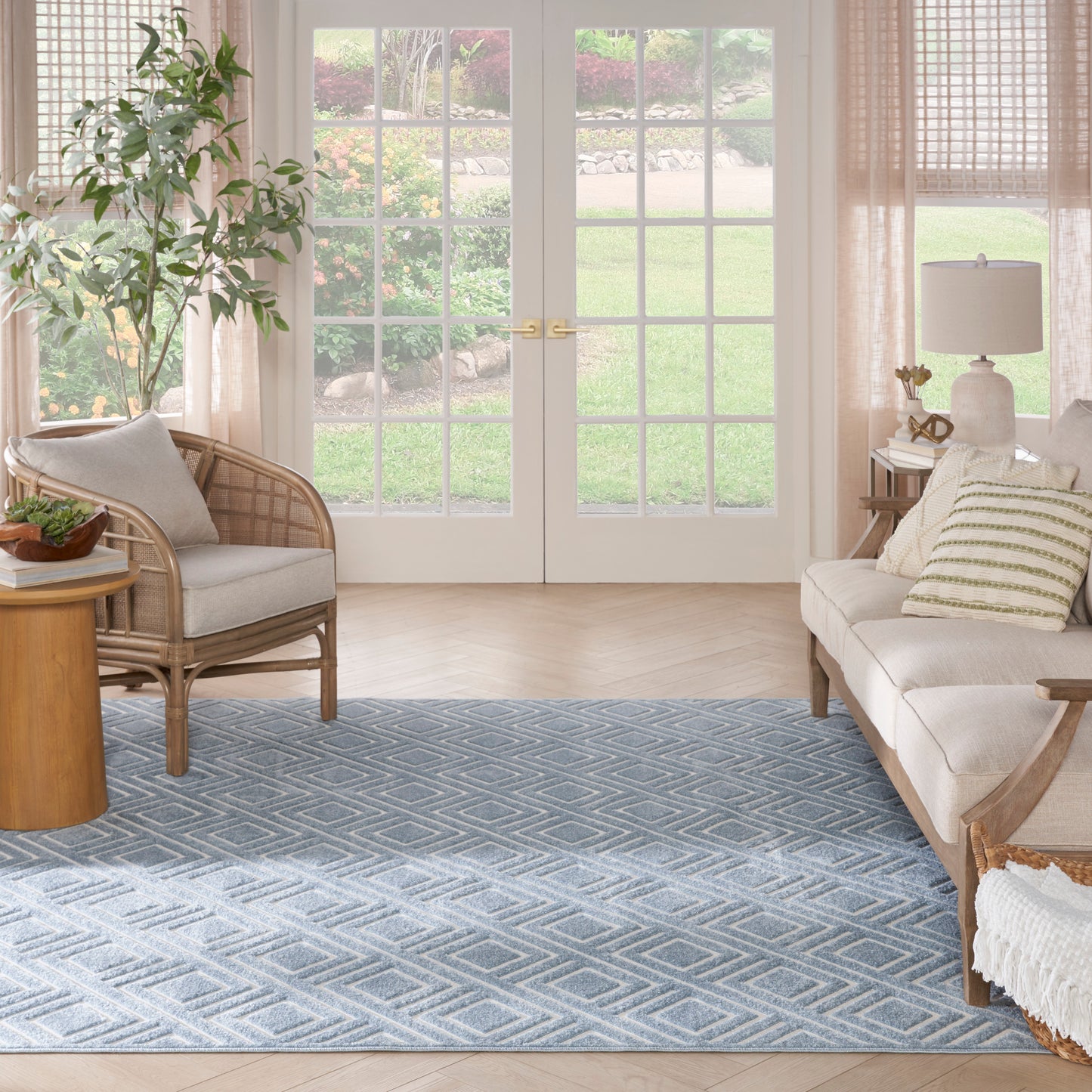 Nourison Home Care Free  Blue  Contemporary