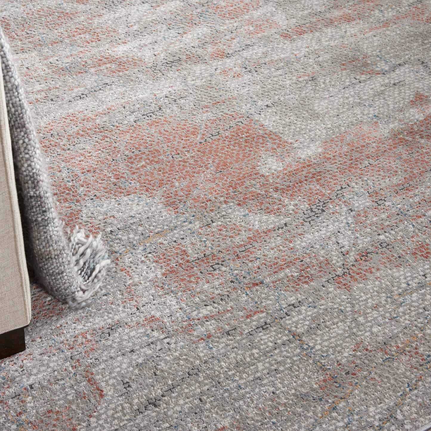 Nourison Home Rustic Textures  Light Grey Rust  Contemporary