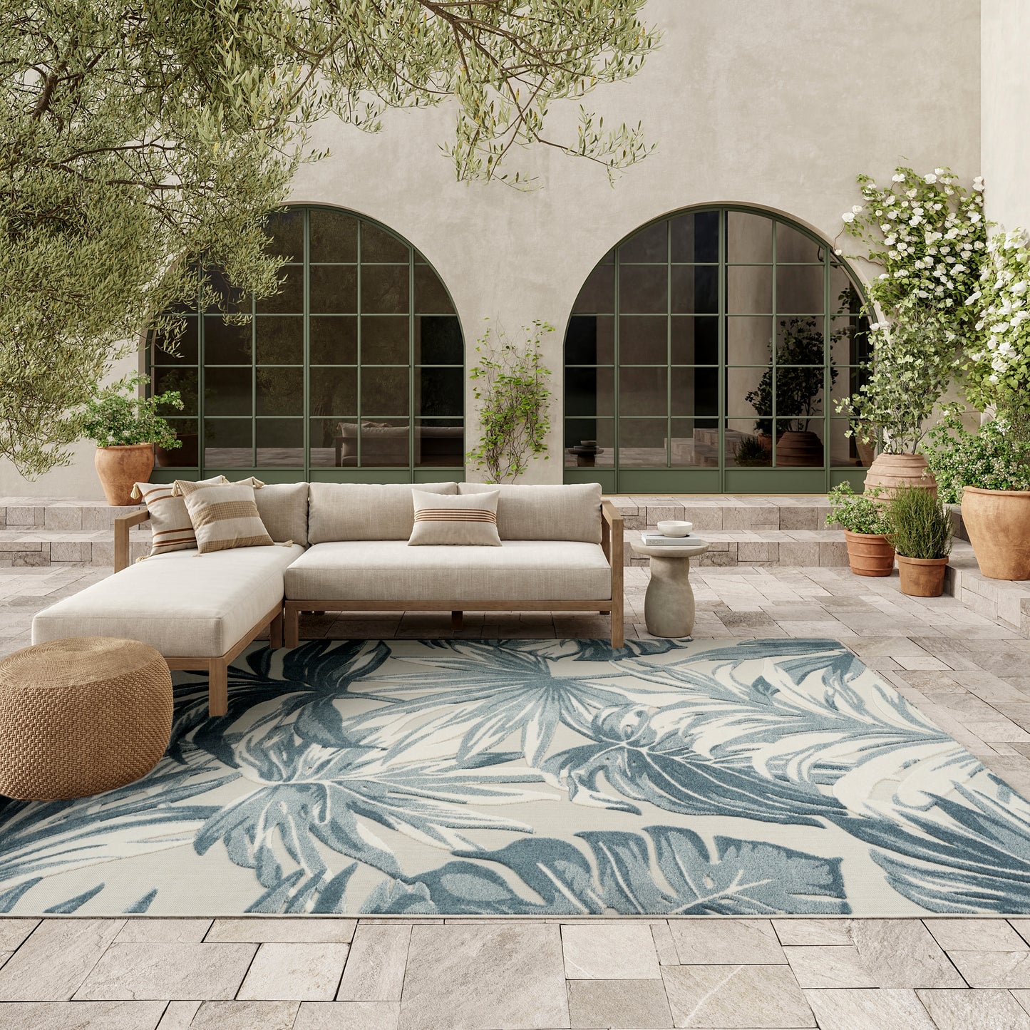 Nourison Home Aloha  Ivory Blue  Contemporary