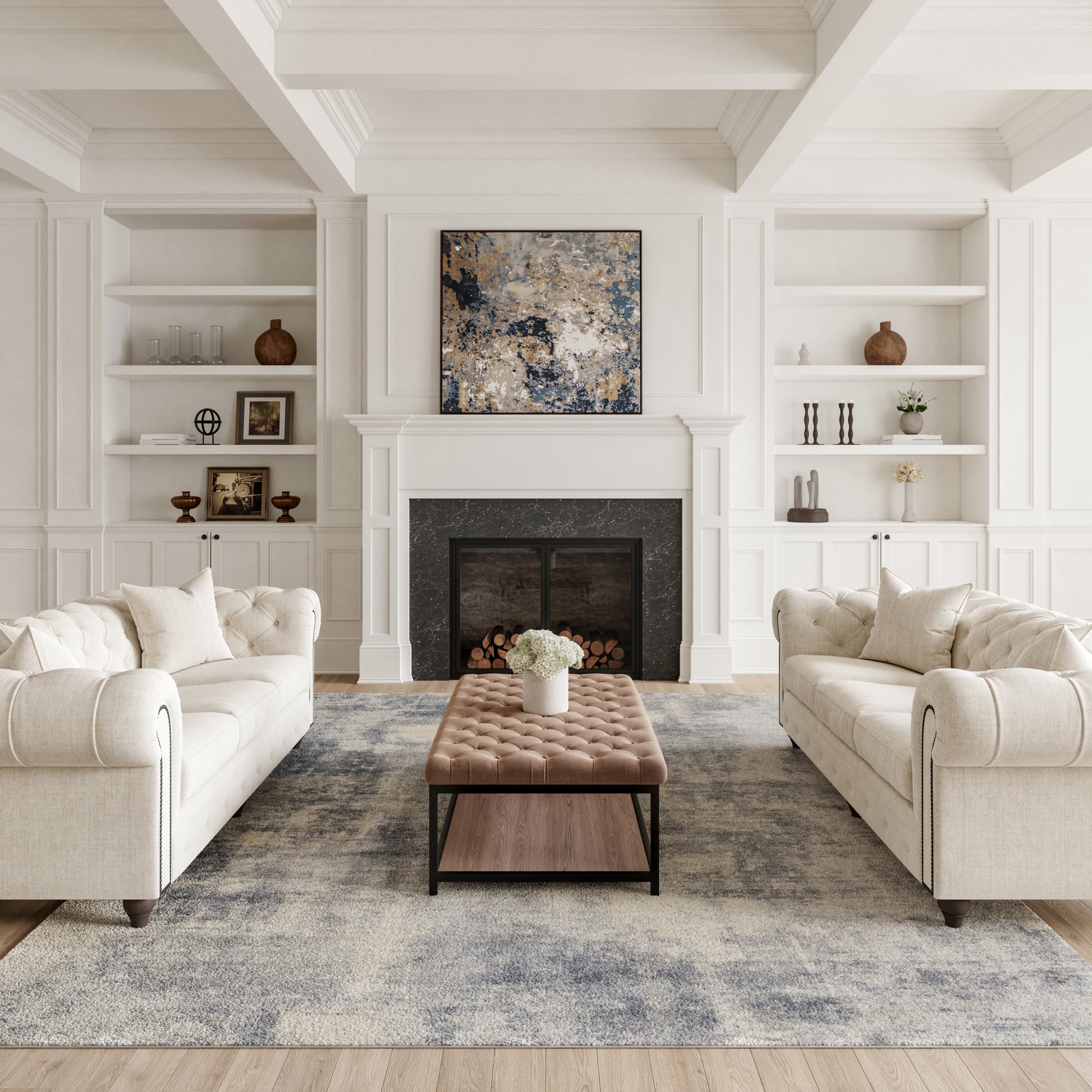 Nourison Home Rustic Textures  Blue Ivory  Contemporary