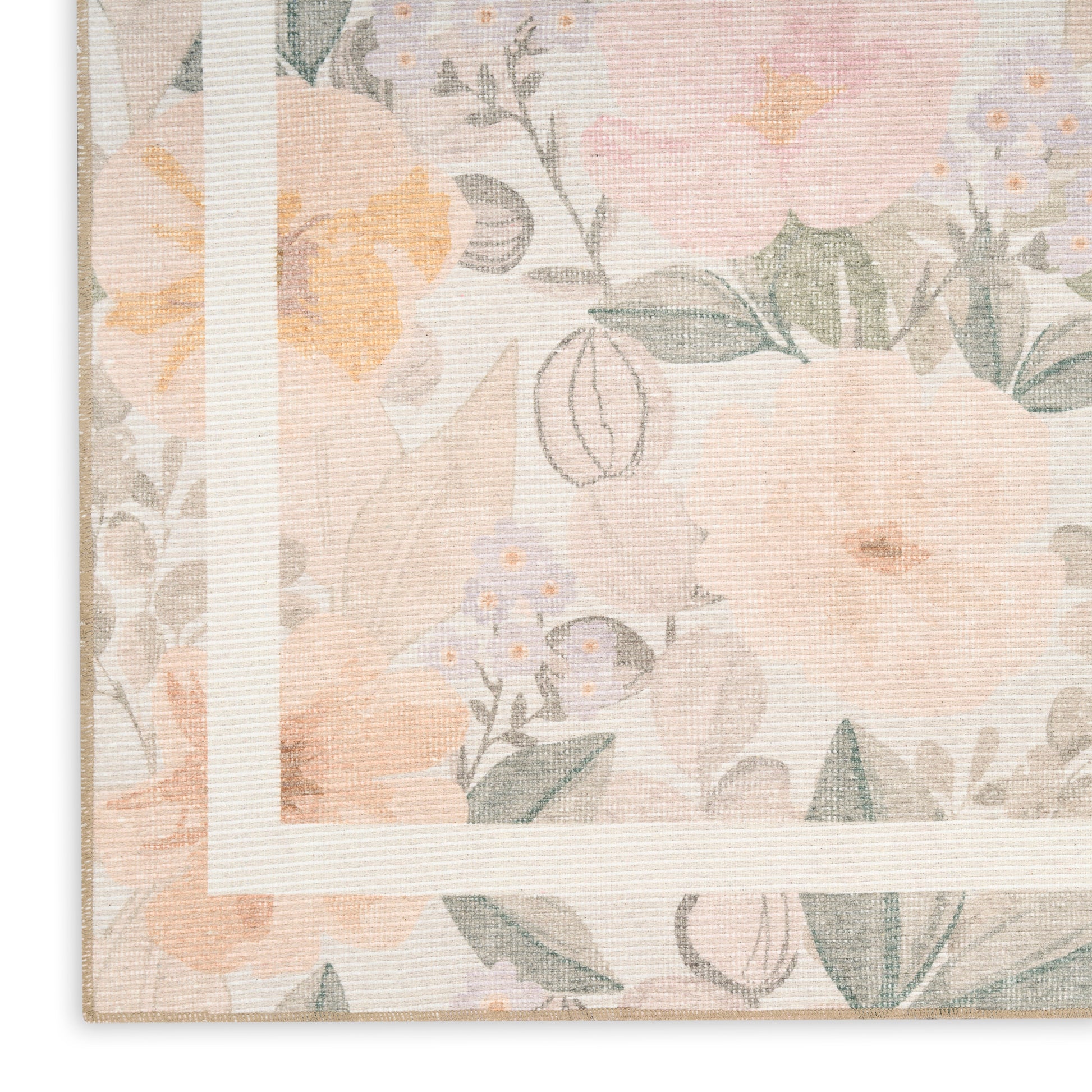 Nourison Home Botanical Washables  Beige Multicolor  Contemporary