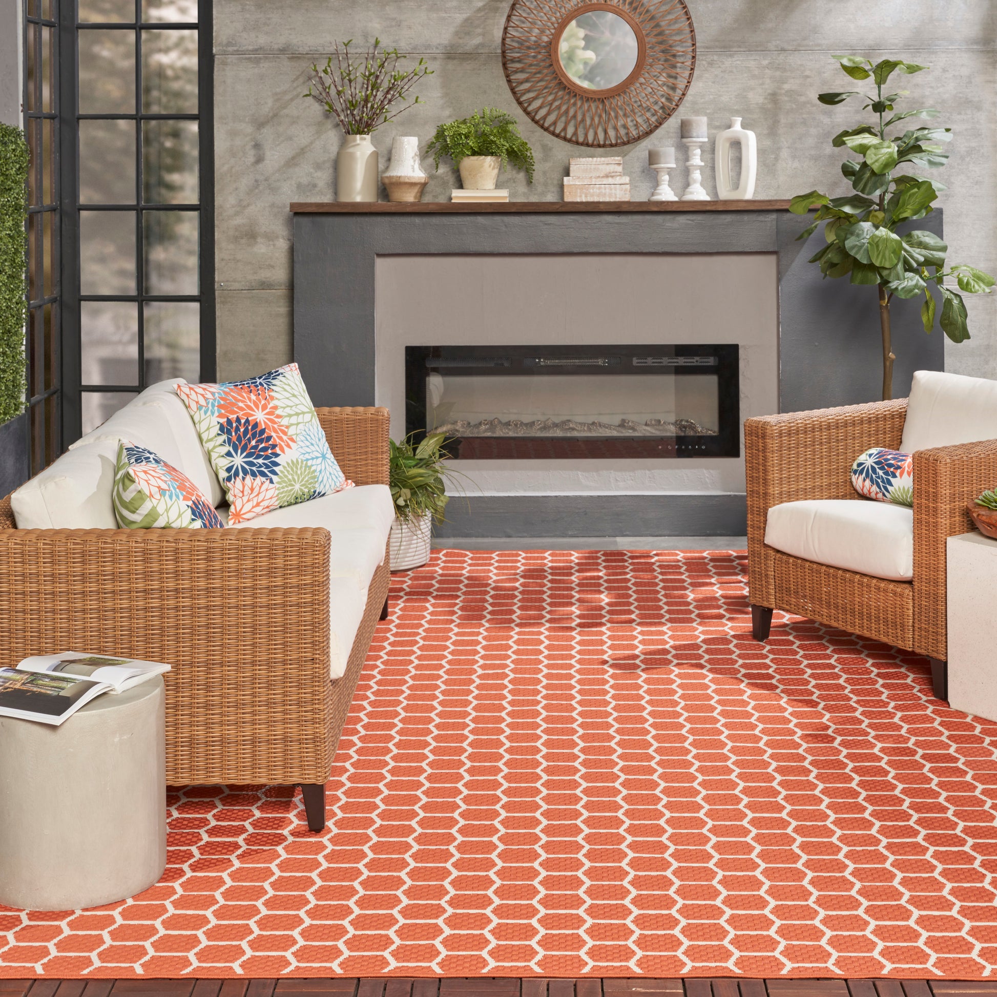 Nourison Home Twist Reversible  Coral  Contemporary