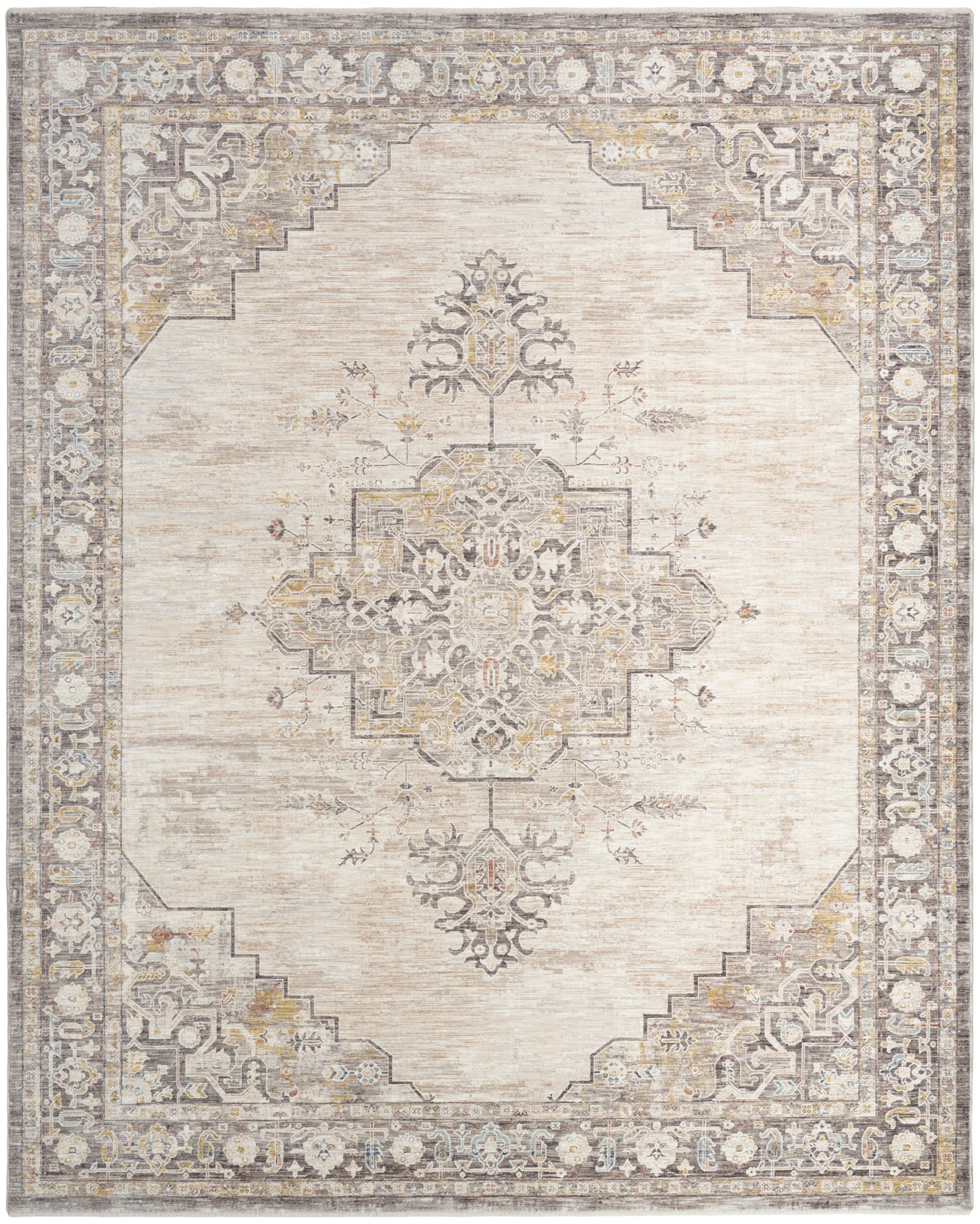 Nourison Home Antique Fusion ANF01 Ivory Charcoal Traditional Machine Woven Rug