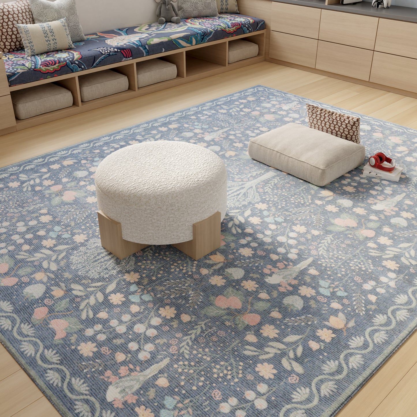 Nourison Home Botanical Washables  Blue Multicolor  Contemporary