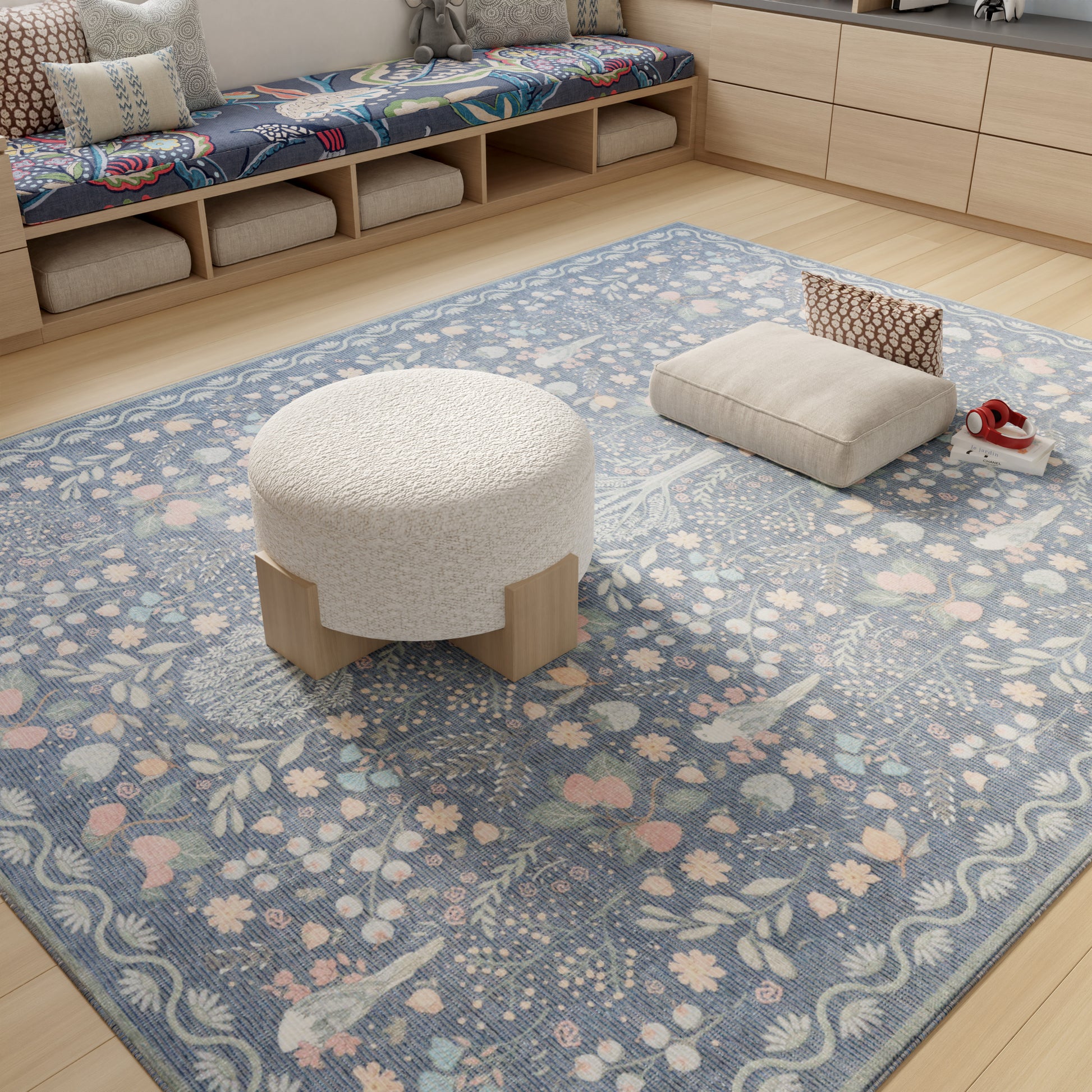 Nourison Home Botanical Washables  Blue Multicolor  Contemporary