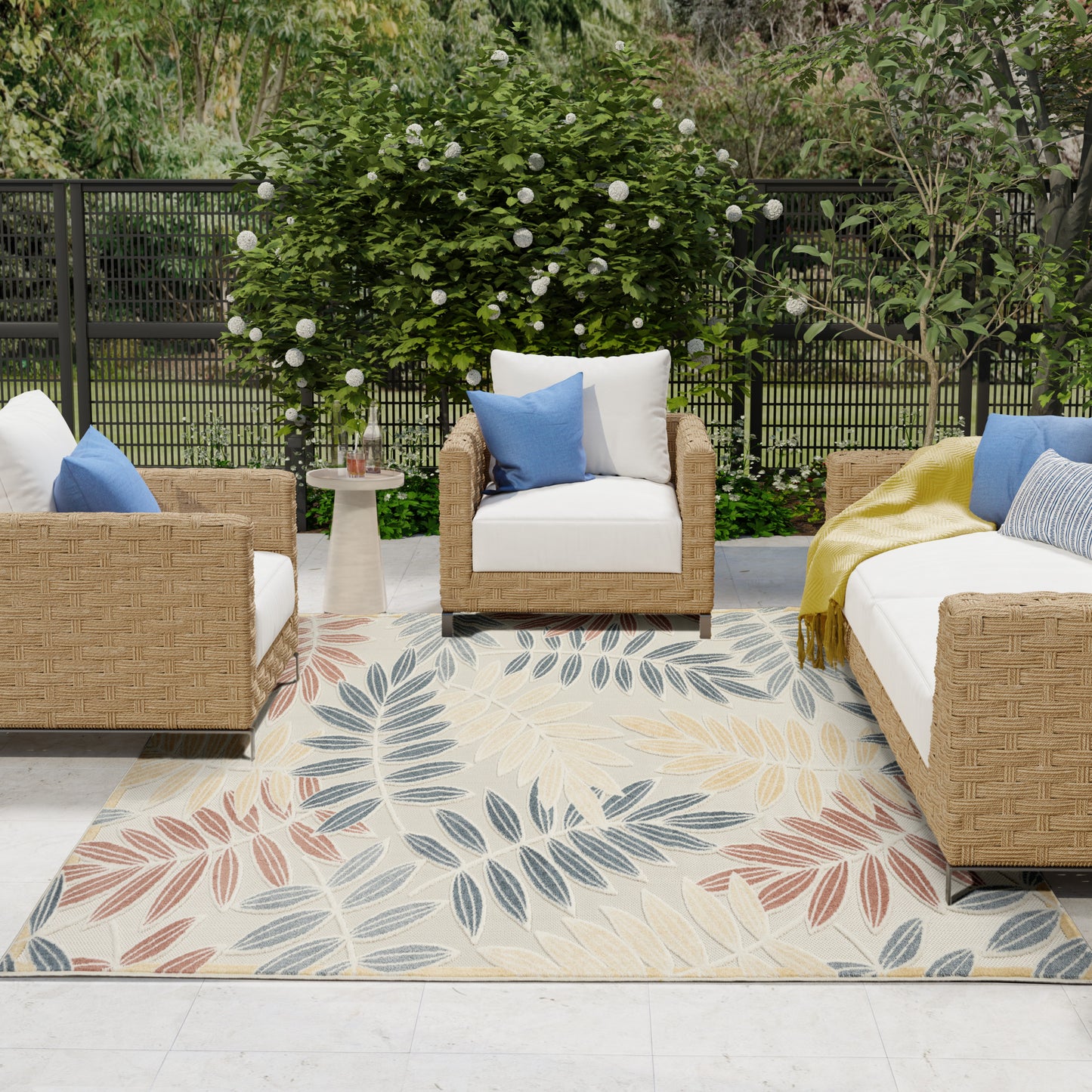 Nourison Home Aloha  Ivory Blue  Contemporary
