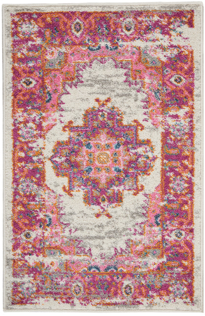 Nourison Home Passion PSN03 Ivory Fuchsia Transitional Power-loomed Rugs