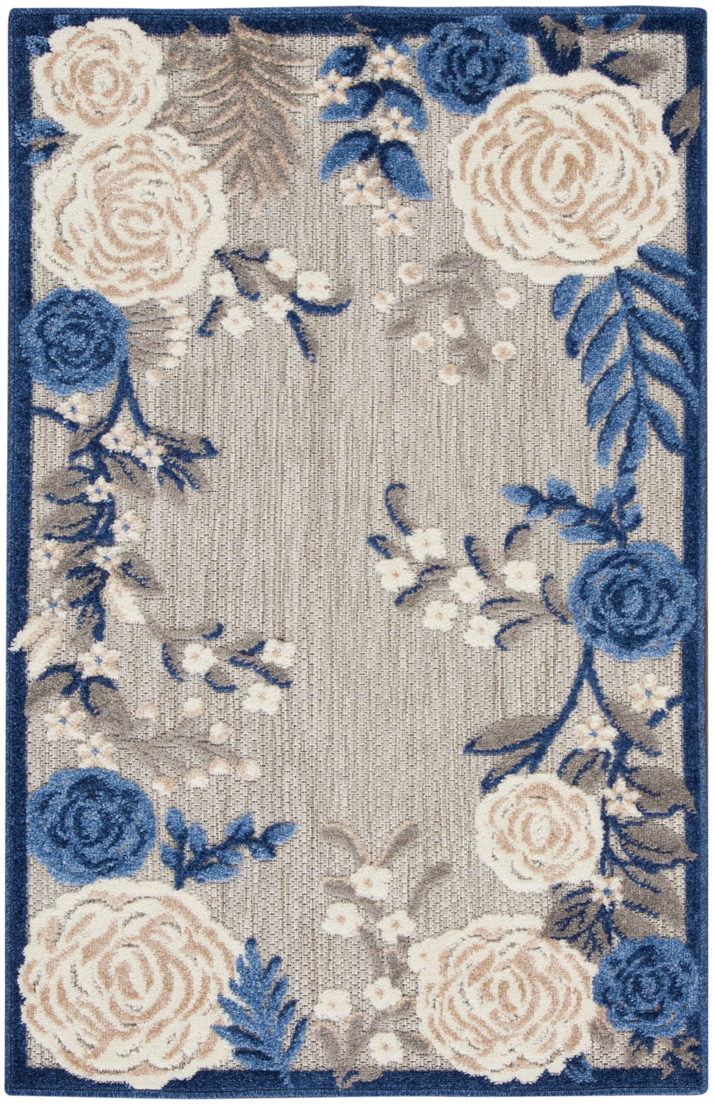 Nourison Home Aloha ALH32 Blue Grey Contemporary Power-loomed Rugs