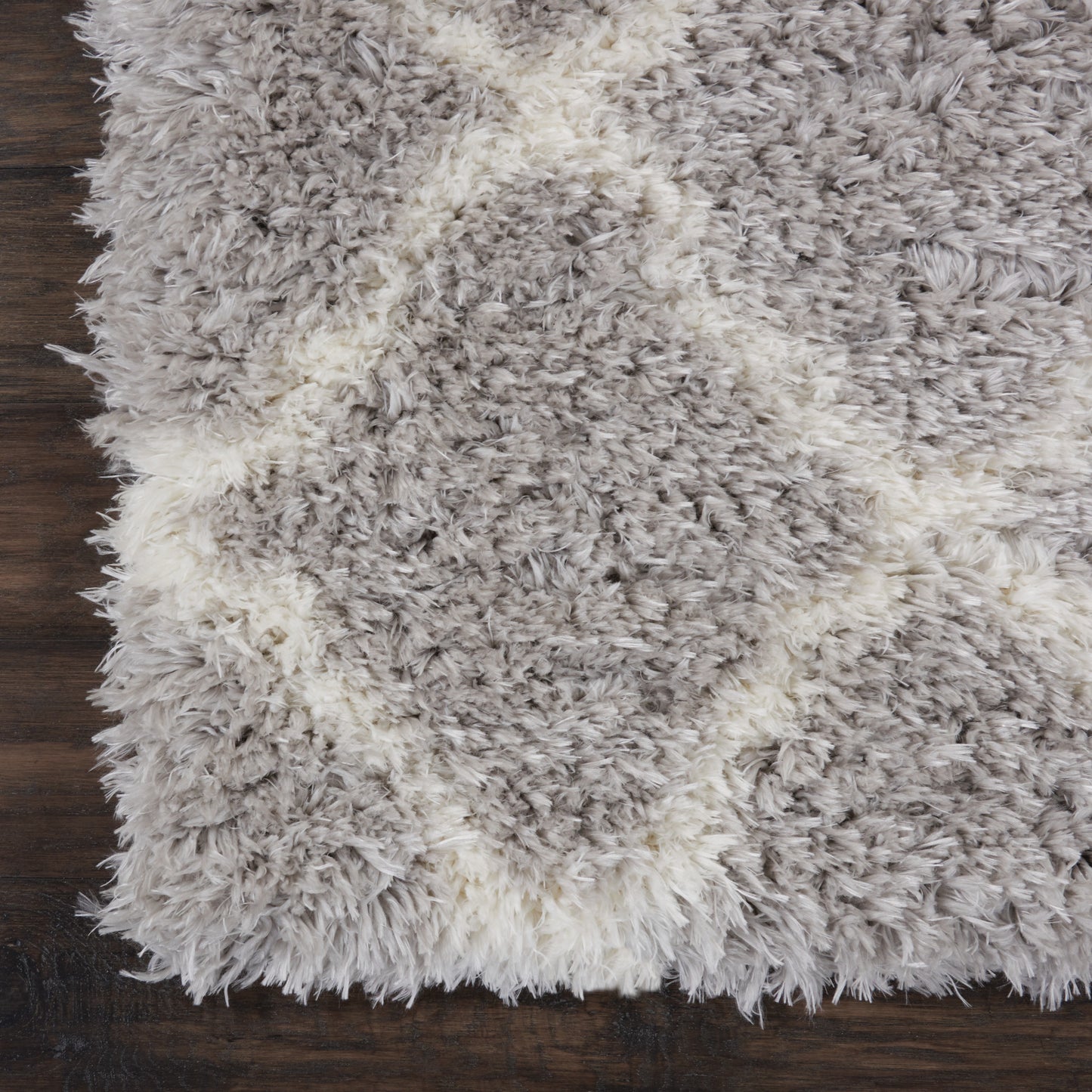 Nourison Home Luxe Shag  Grey Ivory  Contemporary