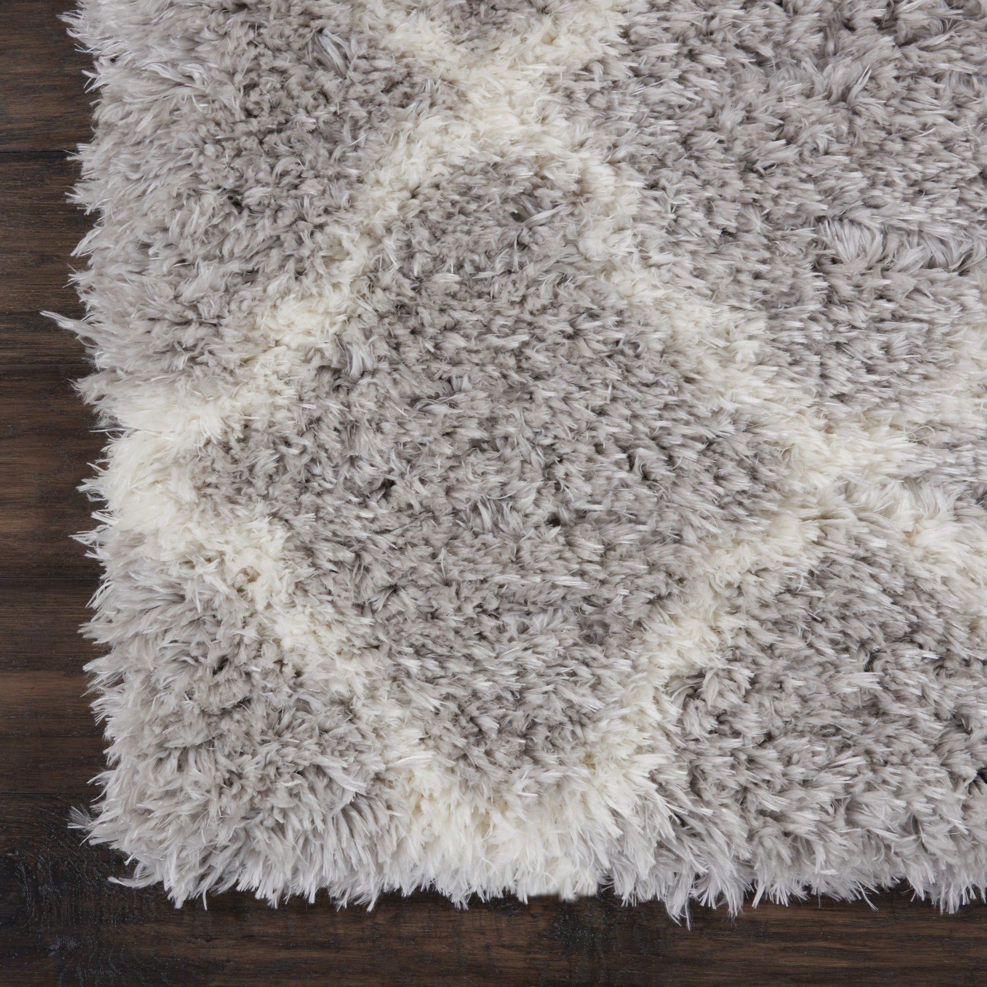 Nourison Home Luxe Shag  Grey Ivory  Contemporary