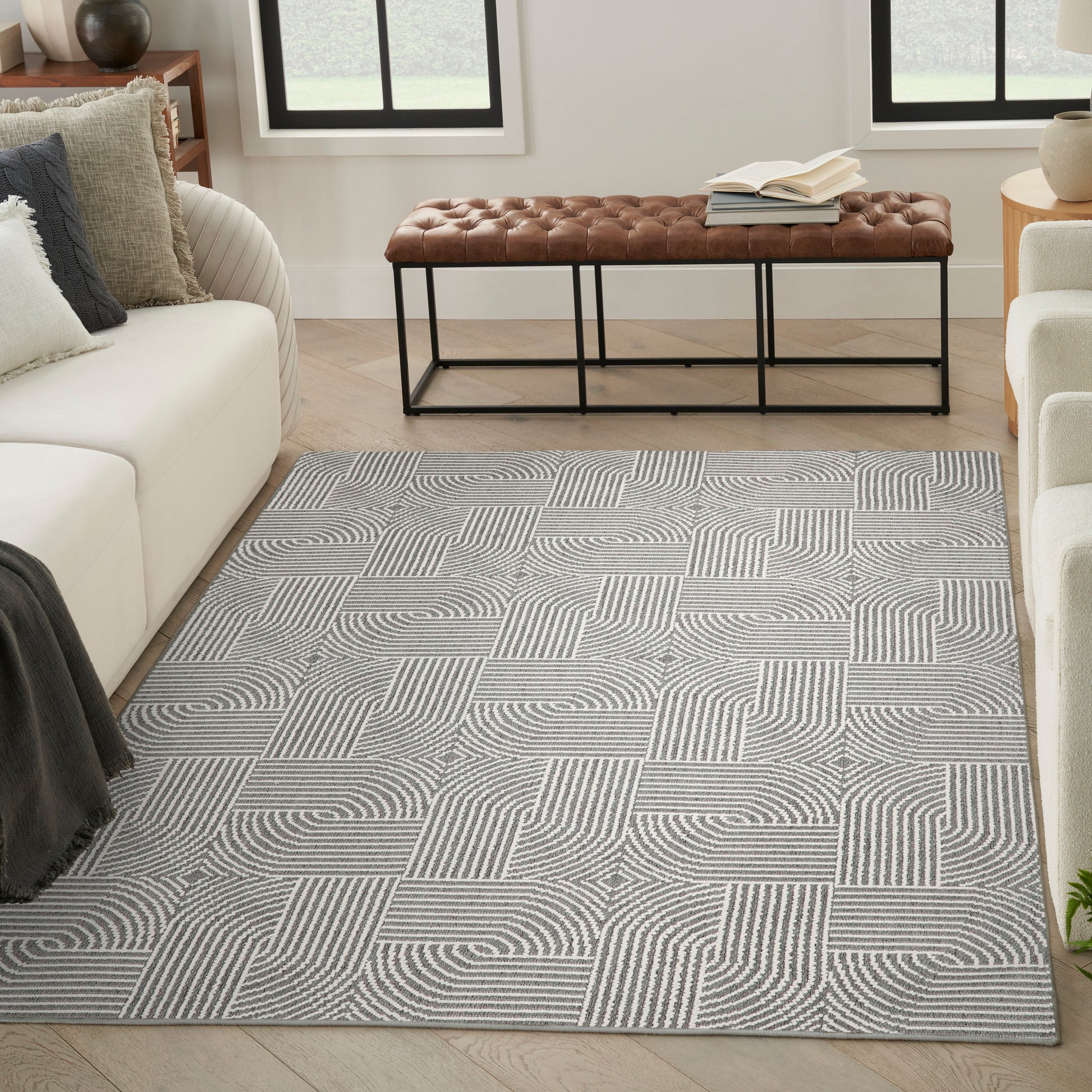 Nourison Home Natural Texture  Charcoal Ivory  Contemporary