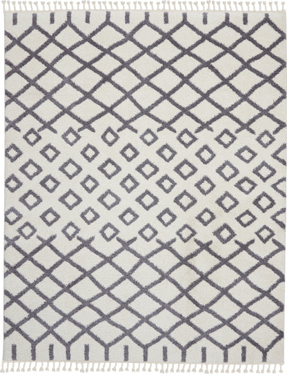 Nourison Home Moroccan Shag  White  Transitional