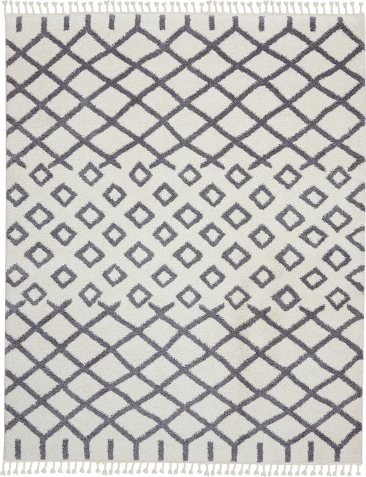 Nourison Home Moroccan Shag  White  Transitional