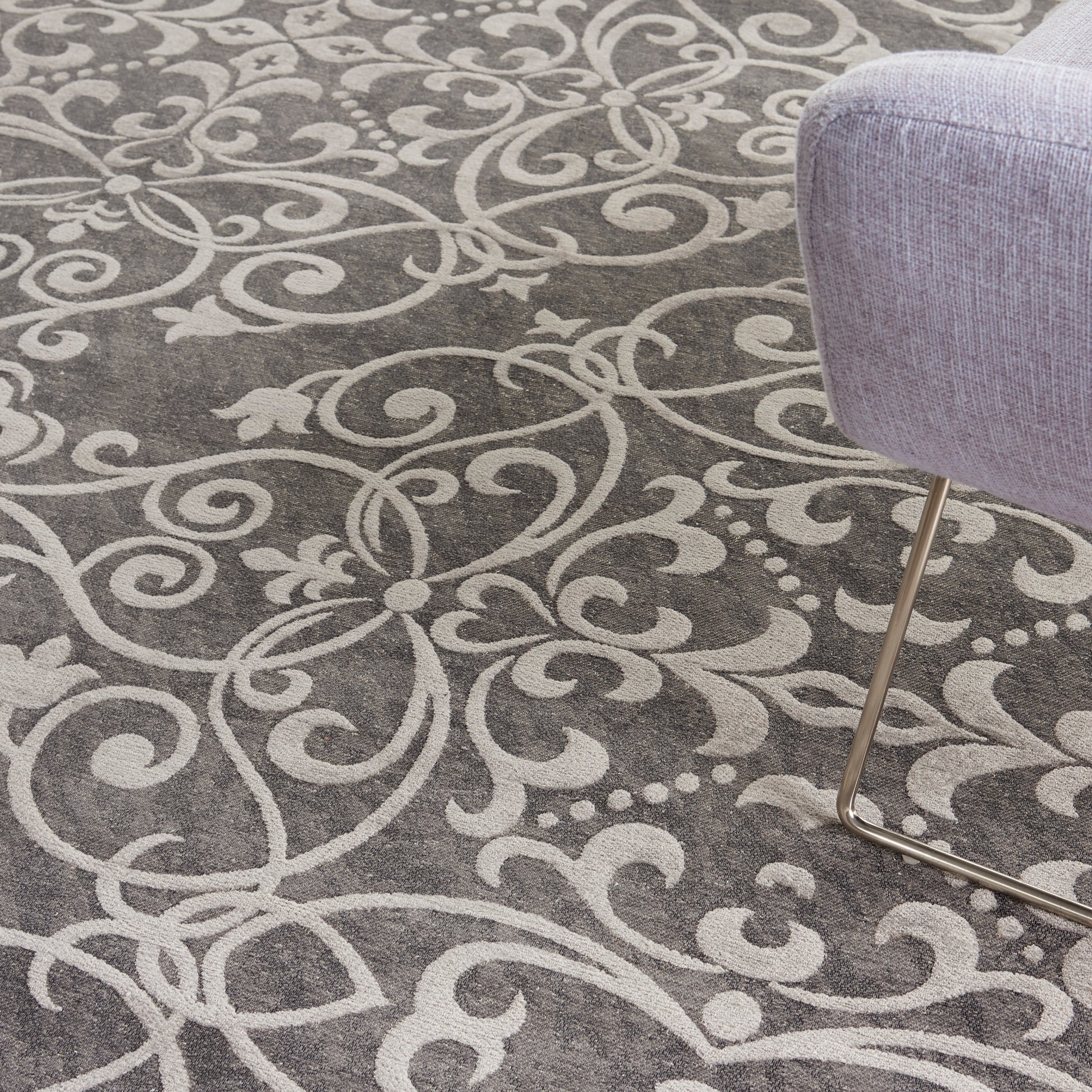 Nourison Home Damask  Grey  Traditional
