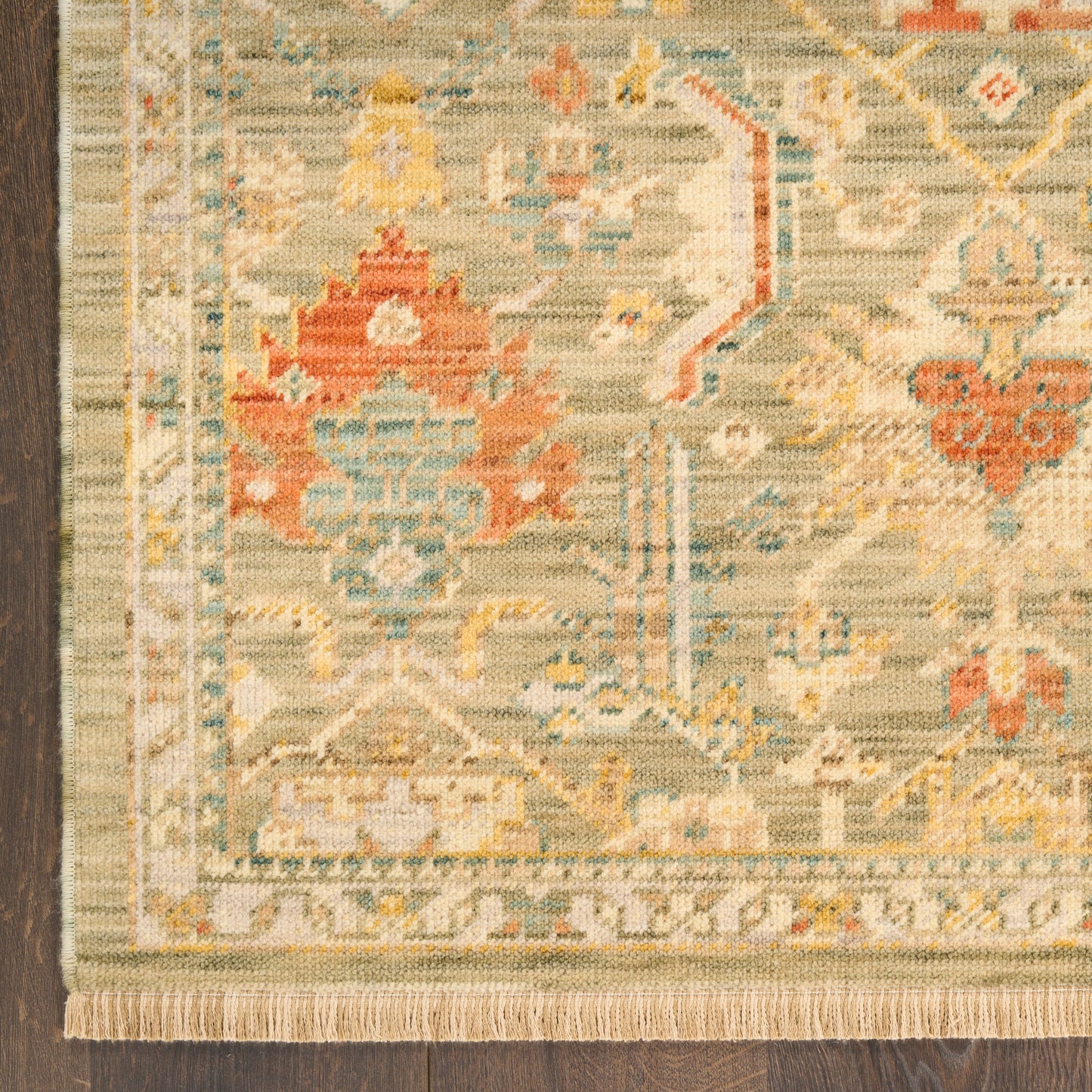 Nourison Home Antique Bloom  Sage Multicolor  Traditional