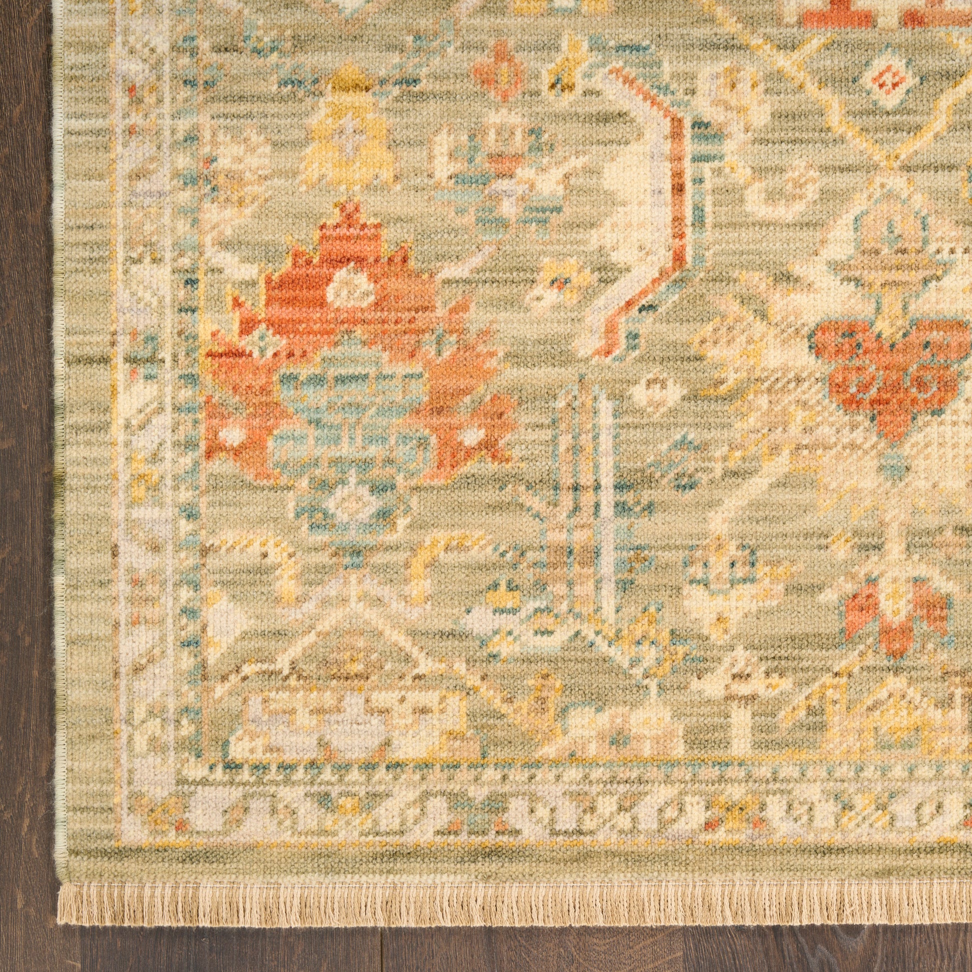 Nourison Home Antique Bloom  Sage Multicolor  Traditional