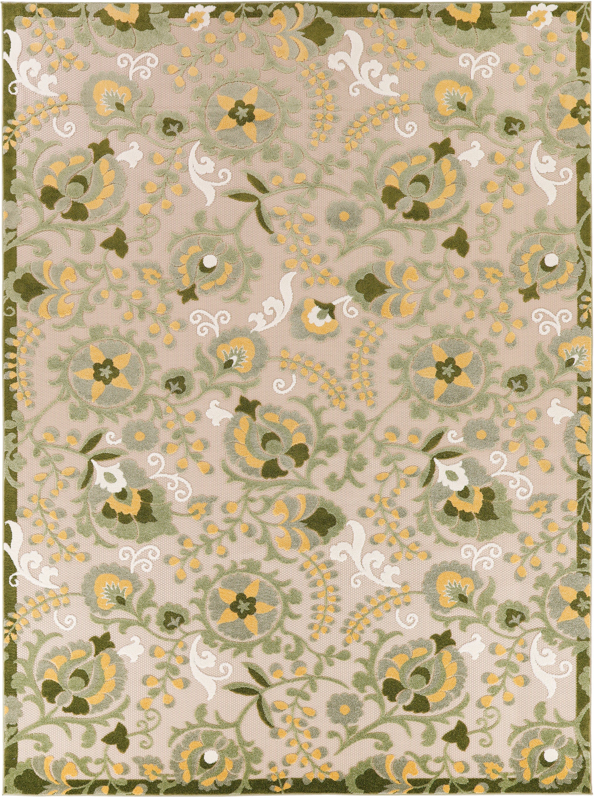 Nourison Home Aloha  Ivory Green  Contemporary