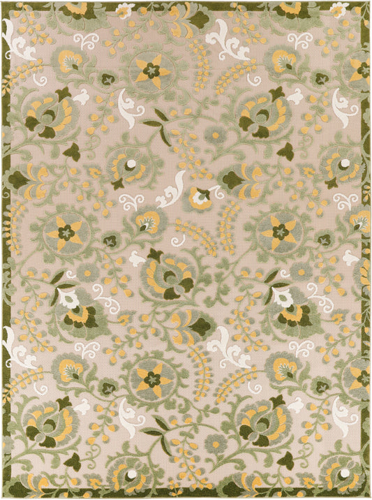 Nourison Home Aloha  Ivory Green  Contemporary