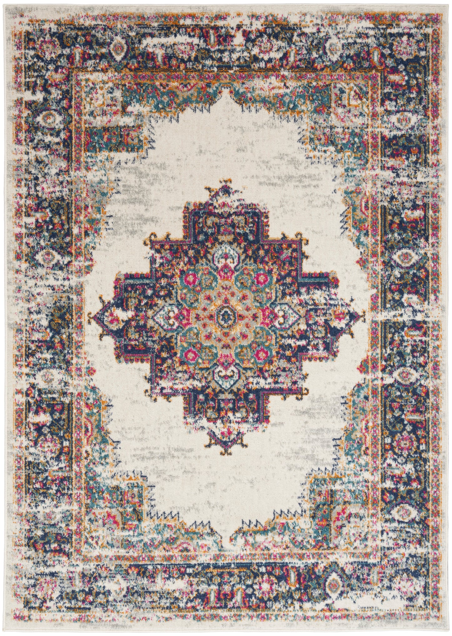 Nourison Home Passion PSN03 Ivory Blue Transitional Power-loomed Rugs
