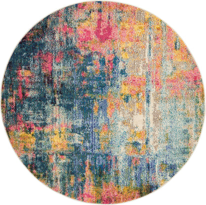 Nourison Home Celestial CES09 Blue Yellow Contemporary Power-loomed Rugs
