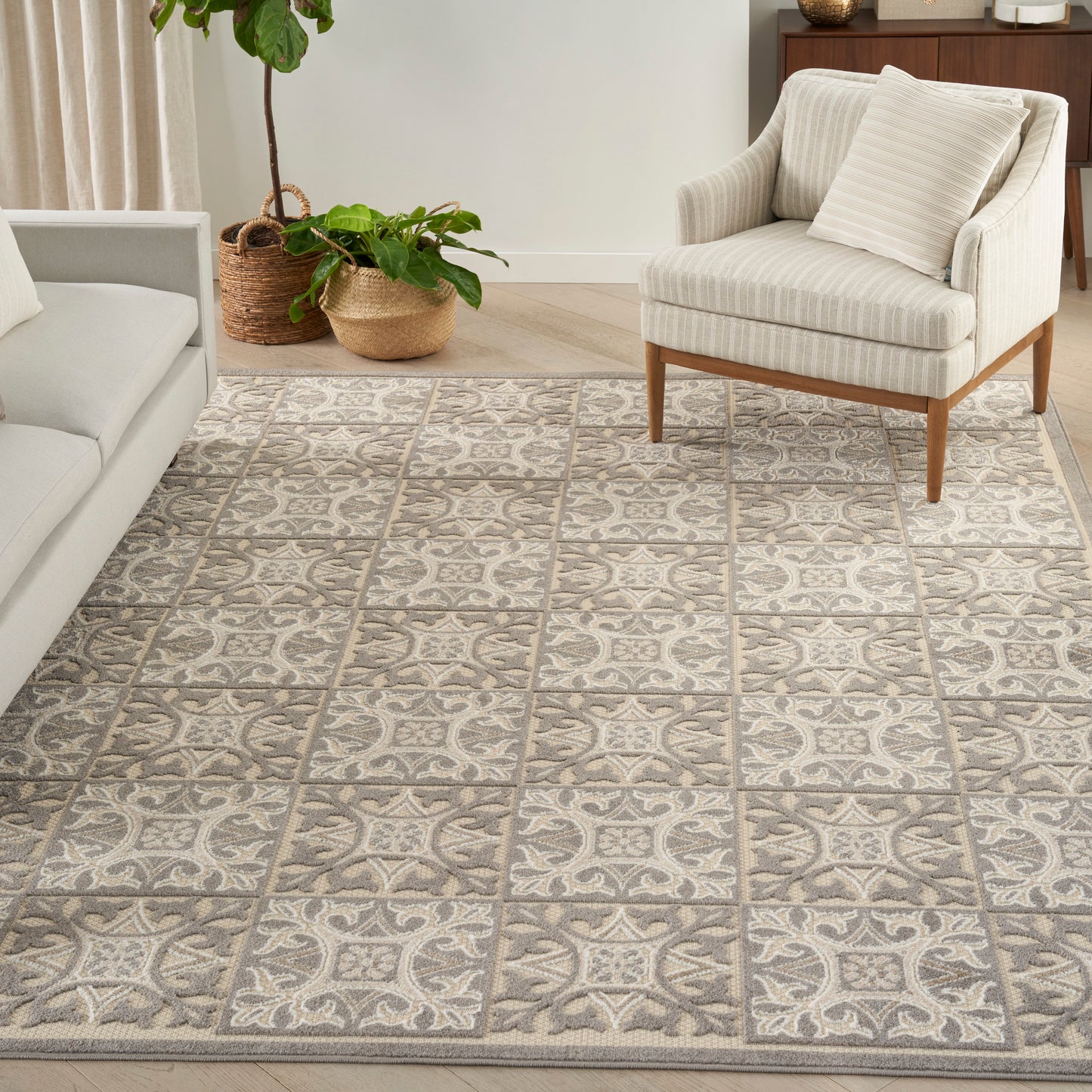Nourison Home Aloha  Ivory Grey  Contemporary