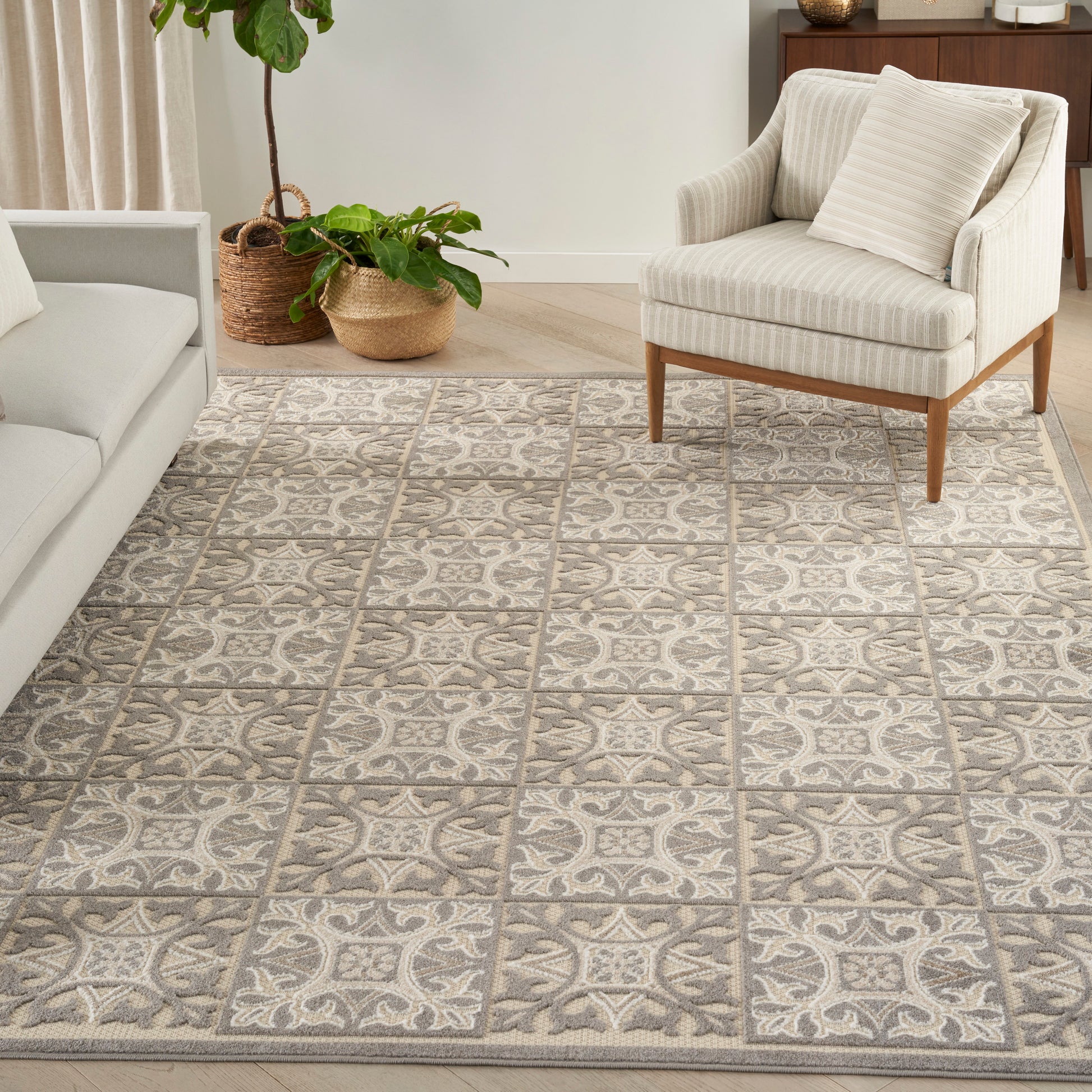 Nourison Home Aloha  Ivory Grey  Contemporary