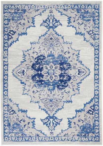 Nourison Home Whimsicle WHS14 Ivory Blue Transitional Power-loomed Rug