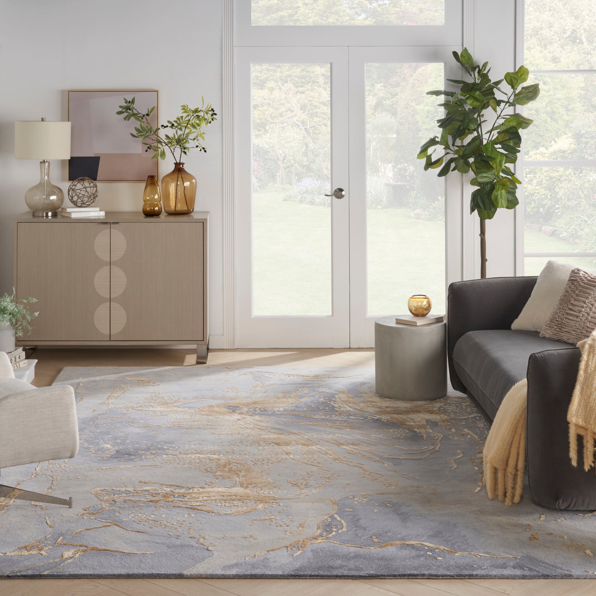 Nourison Home Prismatic  Grey Gold  Contemporary