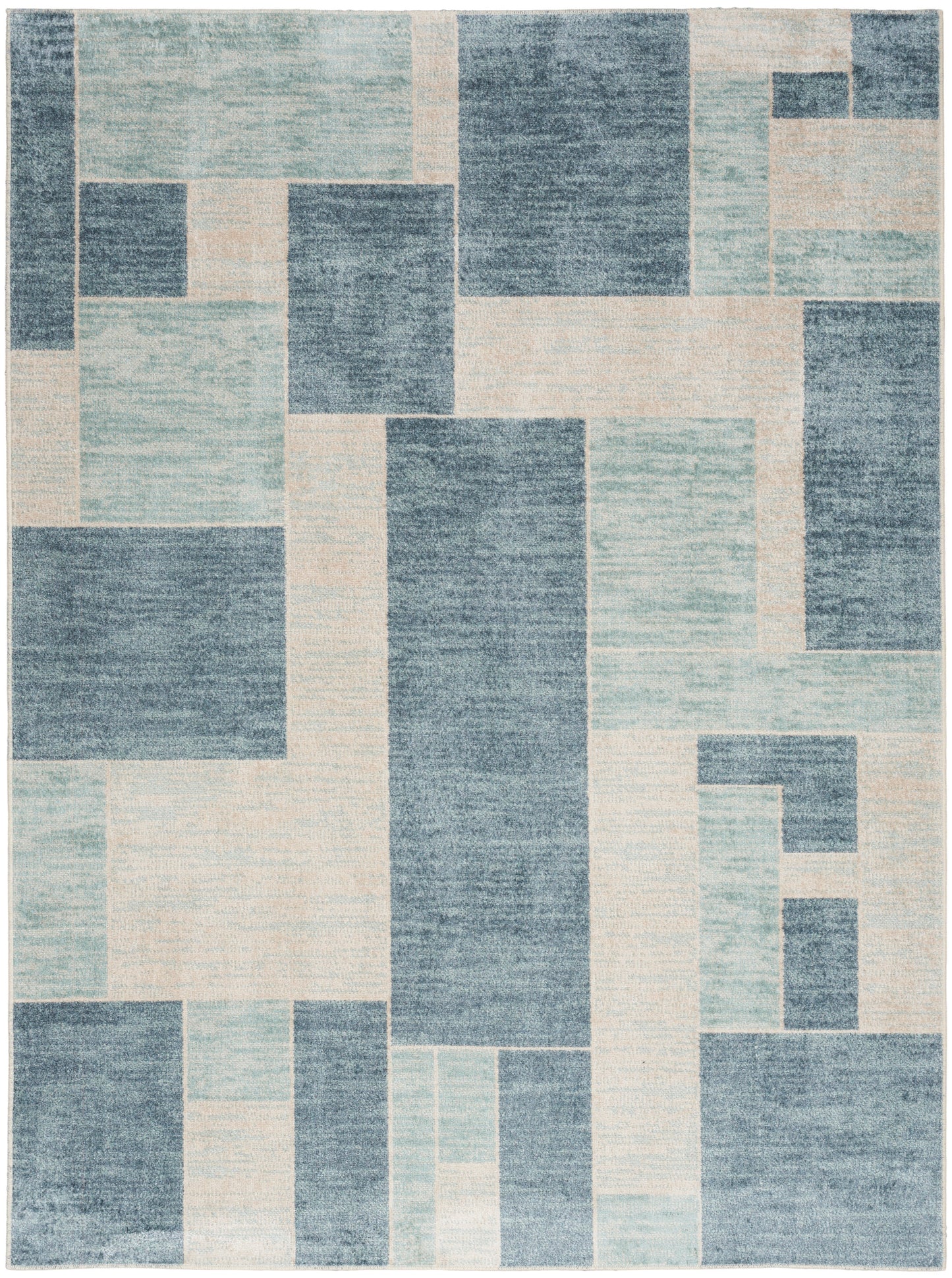 Nourison Home Astra Machine Washable ASW09 Blue Ivory Contemporary Power-loomed Rug