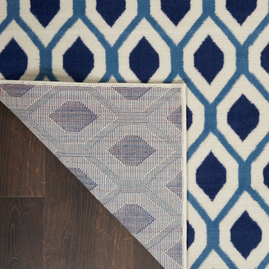 Nourison Home Grafix  White Navy  Contemporary