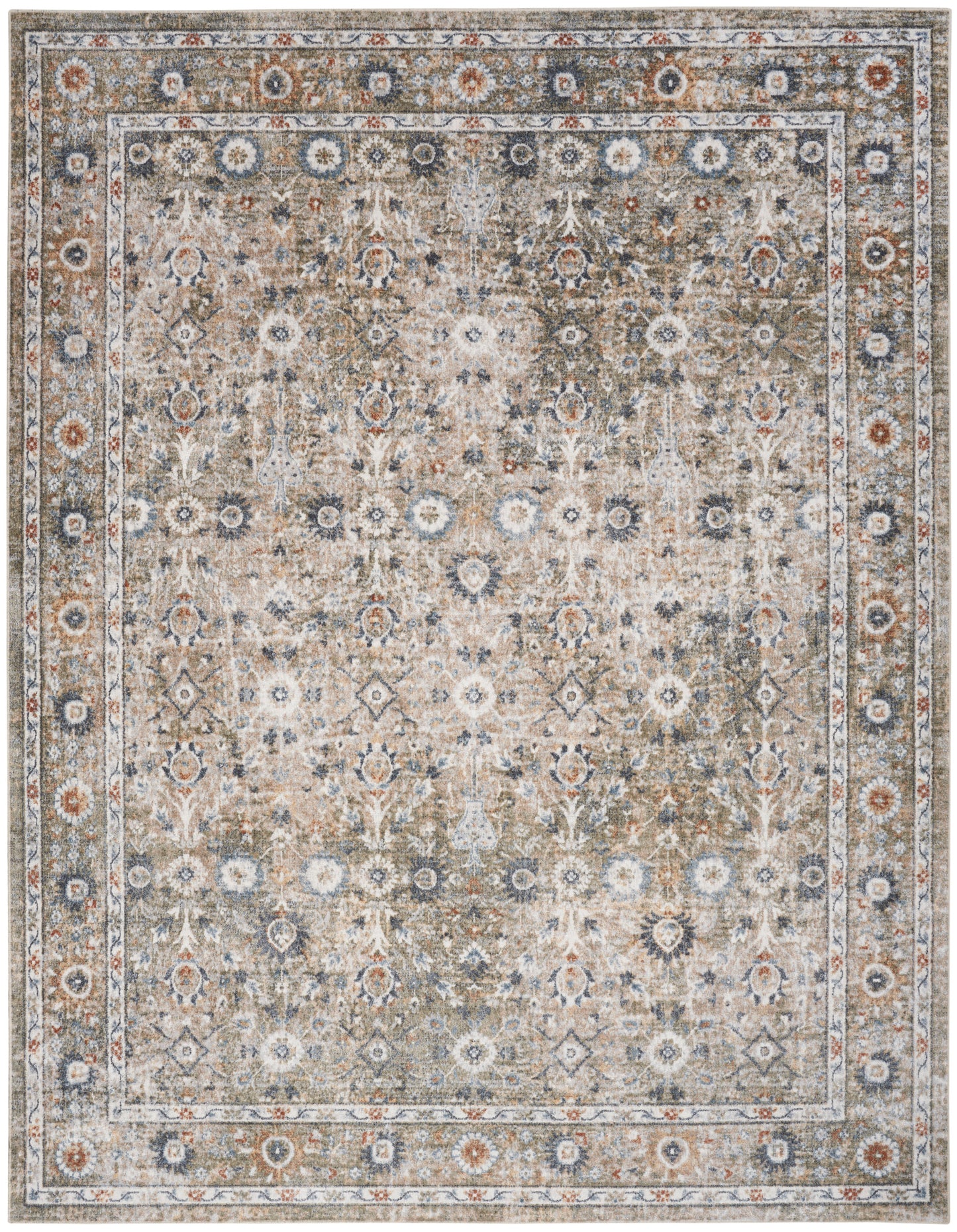 Nourison Home Astra Machine Washable ASW16 Gold Grey Traditional Power-loomed Rug