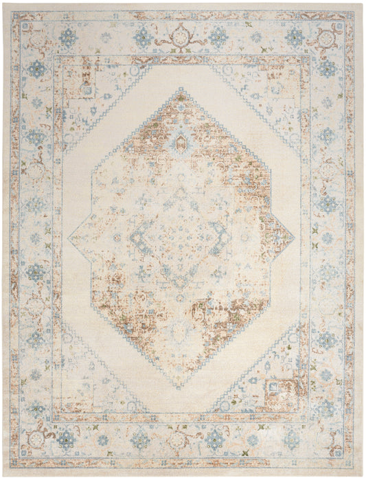 Nourison Home Astra Machine Washable  Ivory Blue  Traditional