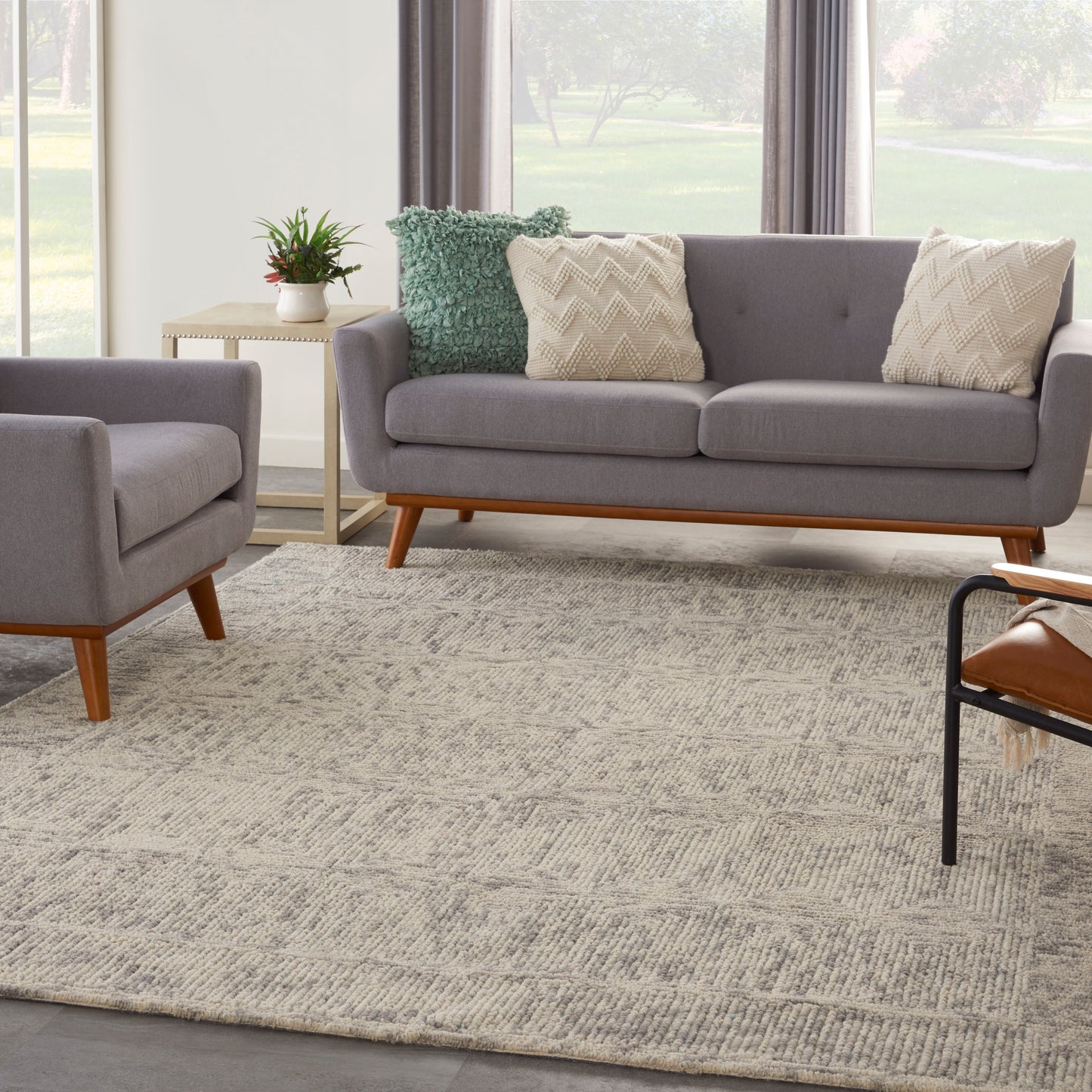 Nourison Home Colorado  Ivory Grey Teal  Contemporary