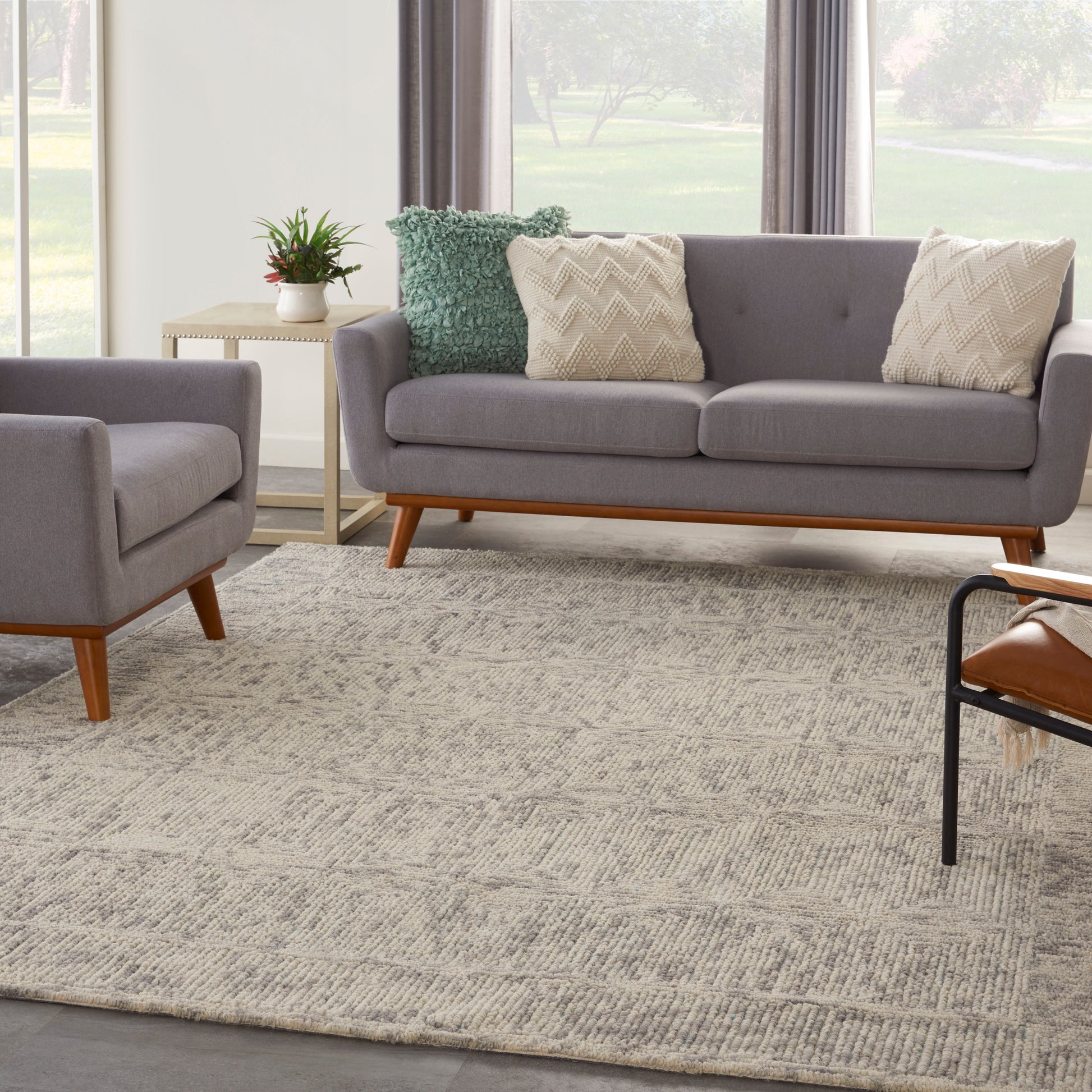 Nourison Home Colorado  Ivory Grey Teal  Contemporary