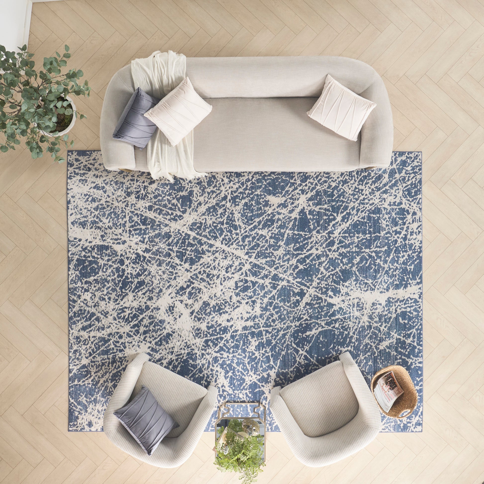 Nourison Home Exhale  Navy Ivory  Contemporary