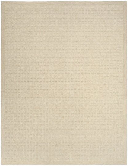 DKNY Pure Grids PGR01 Ivory Beige Contemporary Hand Tufted Rug