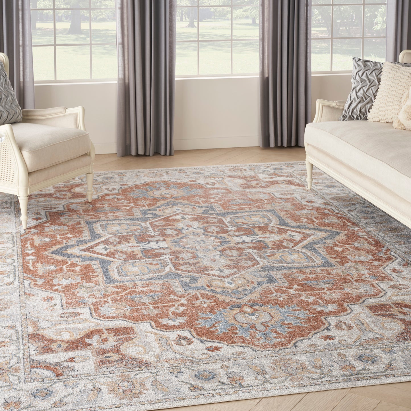 Nourison Home Astra Machine Washable  Gold Multicolor  Traditional